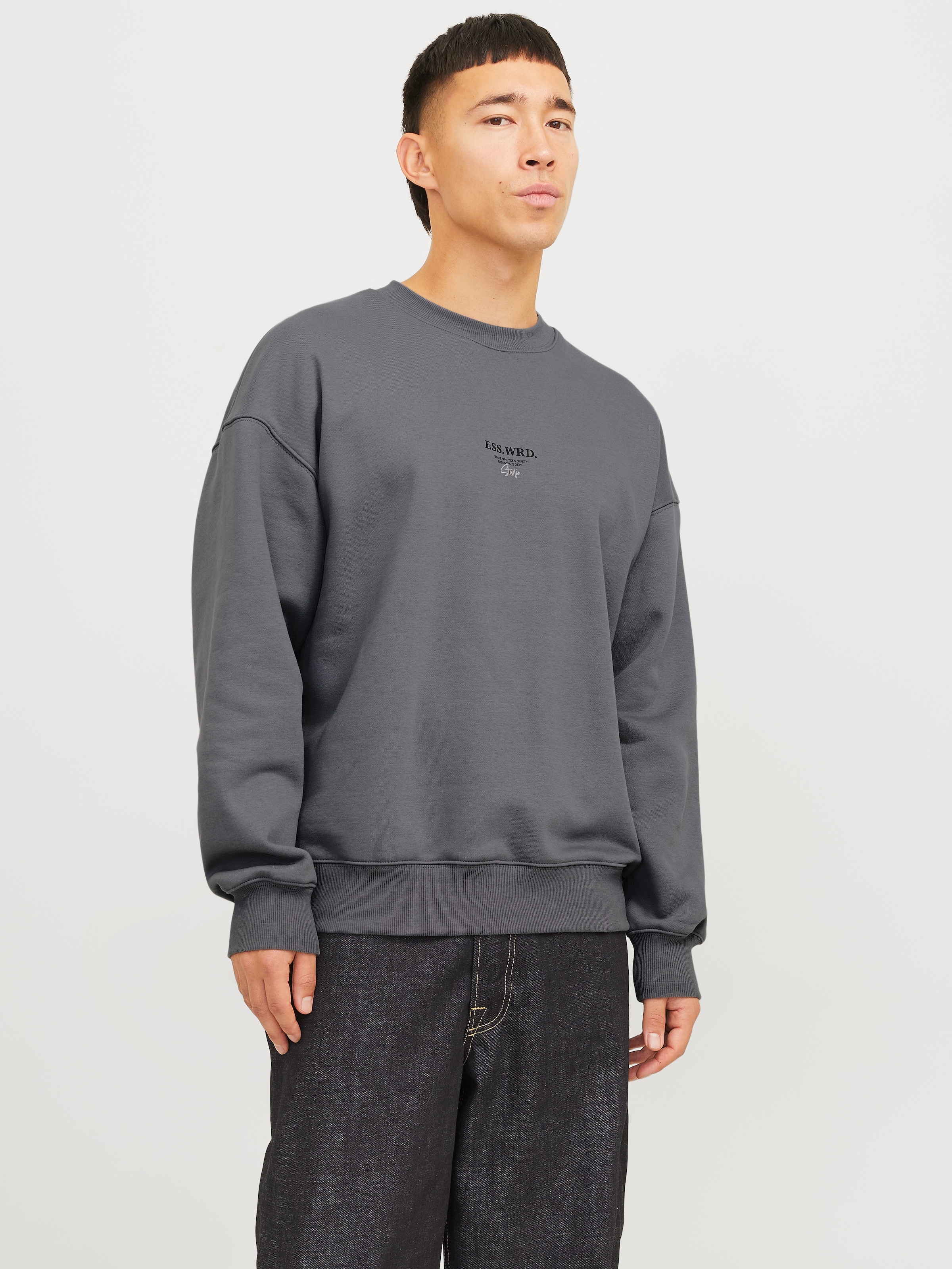 Image of Jack & Jones Sweatshirt "JJEURBAN EDGE STUDIO SWEAT CREW NOOS", mit Front und Back Print