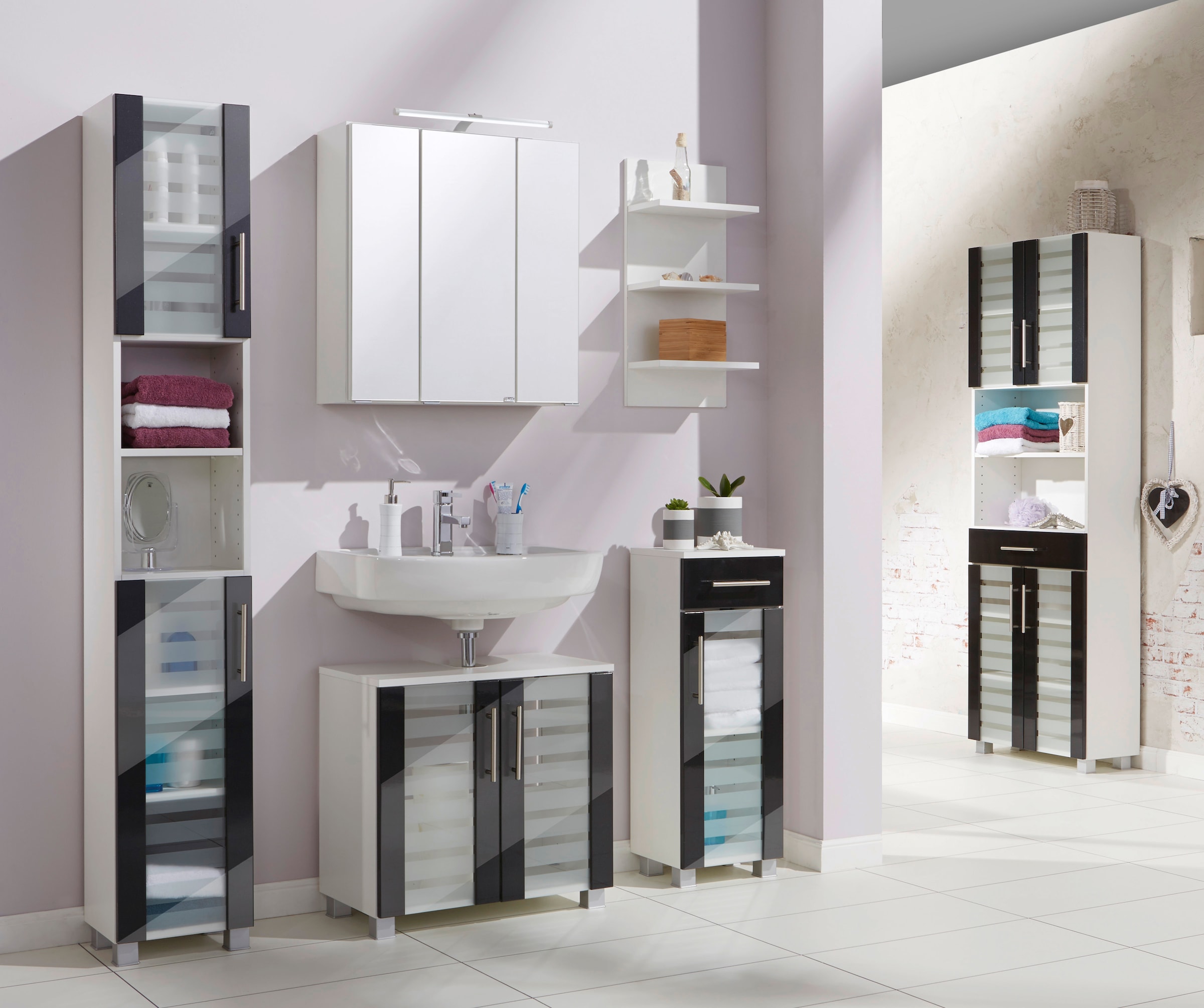 welltime Midischrank »Jaca«, Breite 30 cm, mit MDF Hochglanz-Fronten