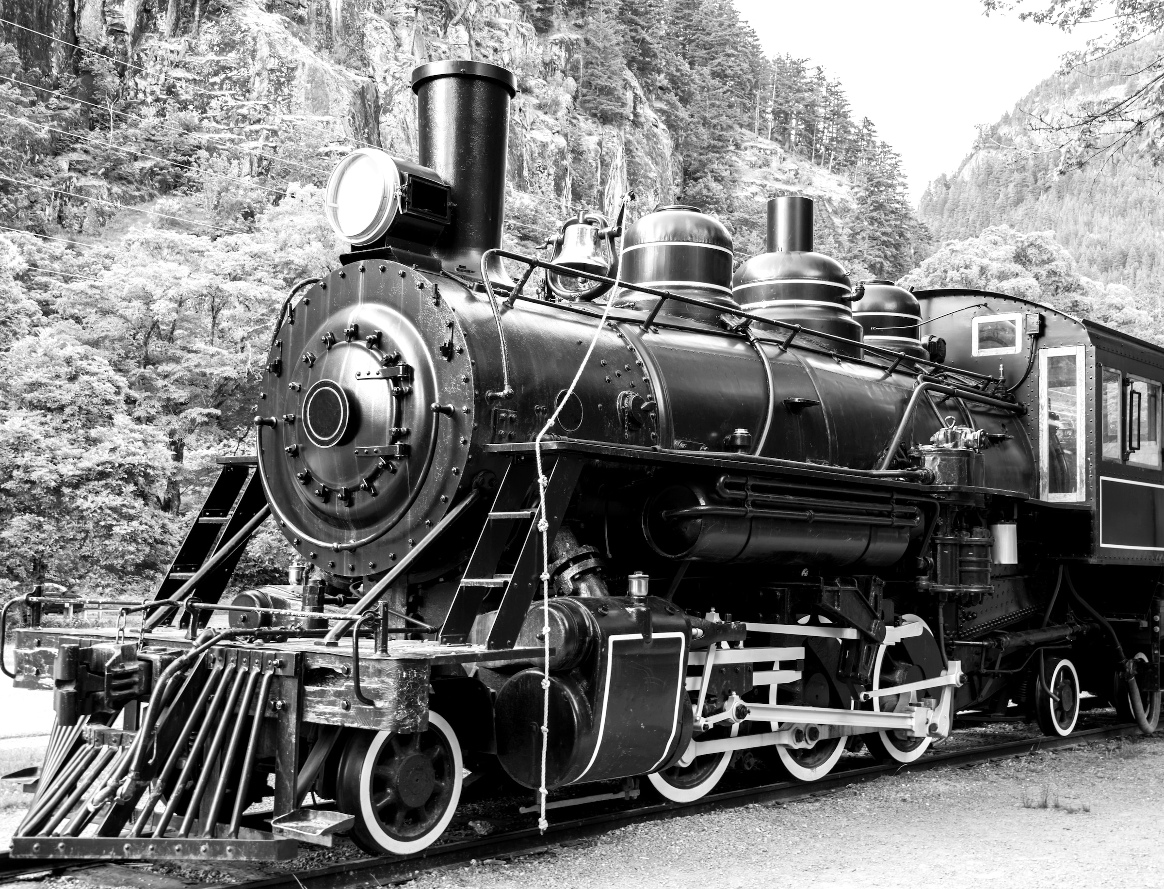 Image of Papermoon Fototapete "Dampflokomotive Schwarz & Weiss"