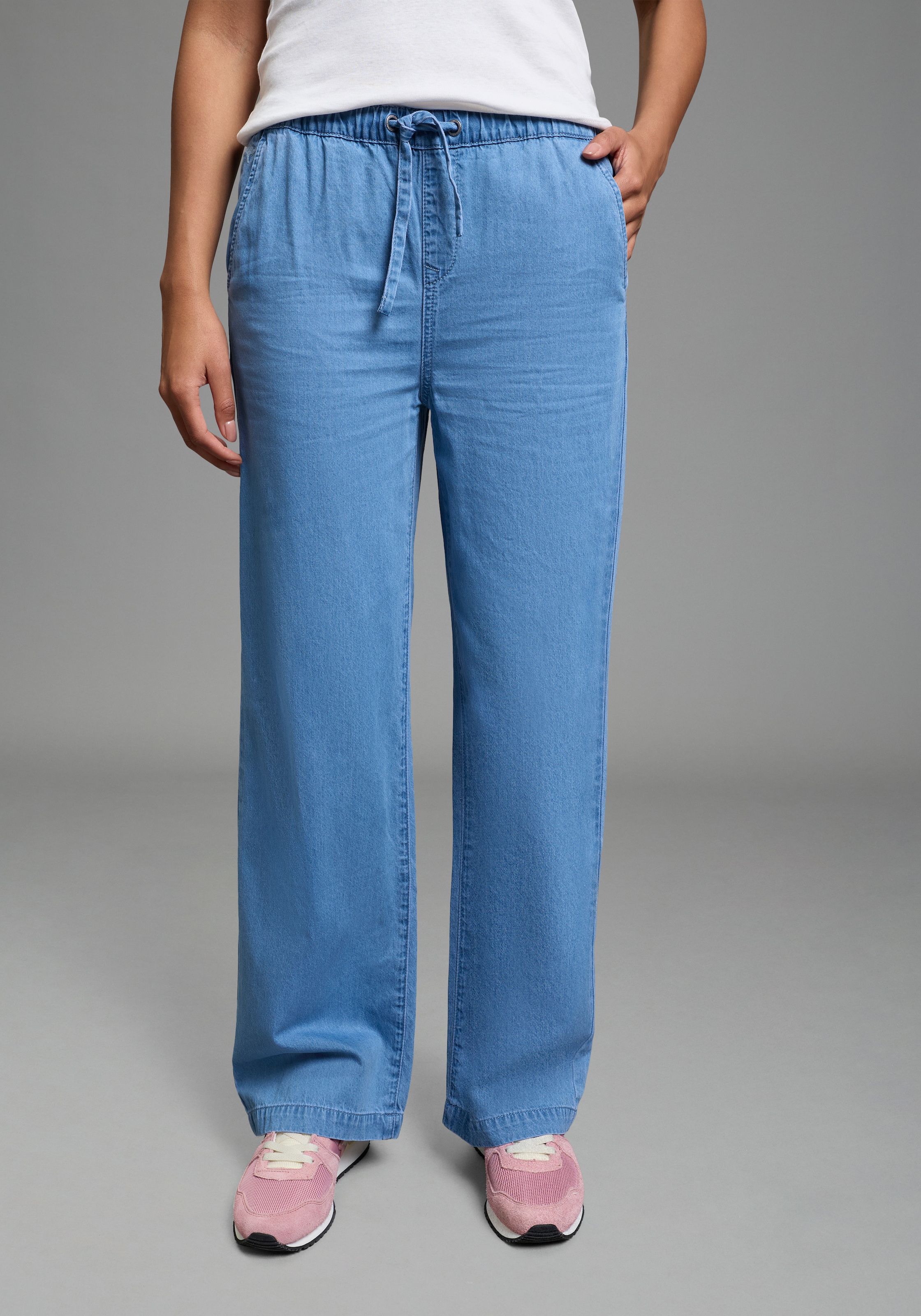 Image of KangaROOS Weite Jeans weiteres Bein, hohe Leibhöhe, elastischer Bund mit Gummizug