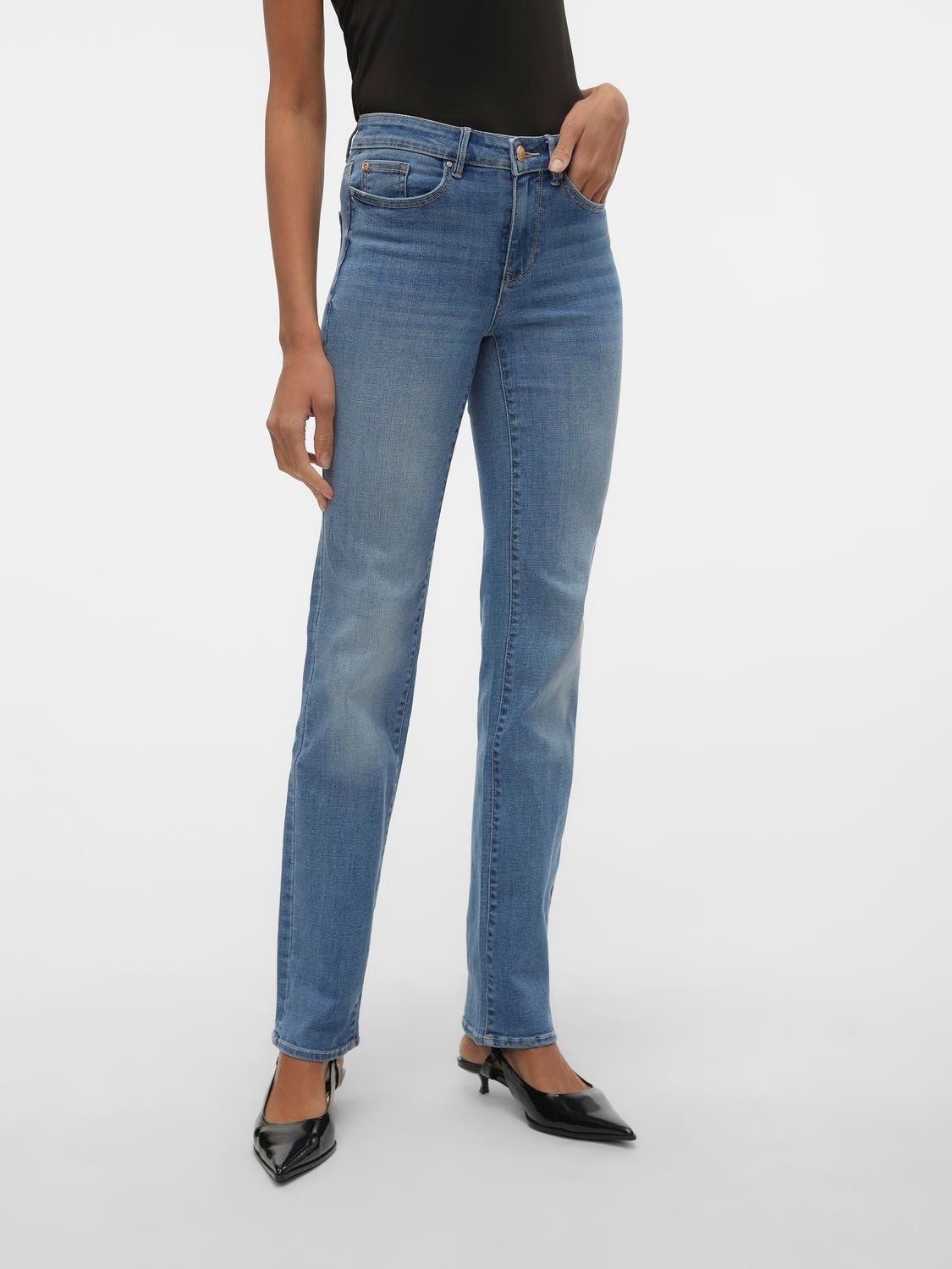 Image of Vero Moda Straight-Jeans "VMFLASH MR STRAIGHT JEANS LI347 GA NOOS" Baumwollmischung mit Stretch, regular waist, straight fit