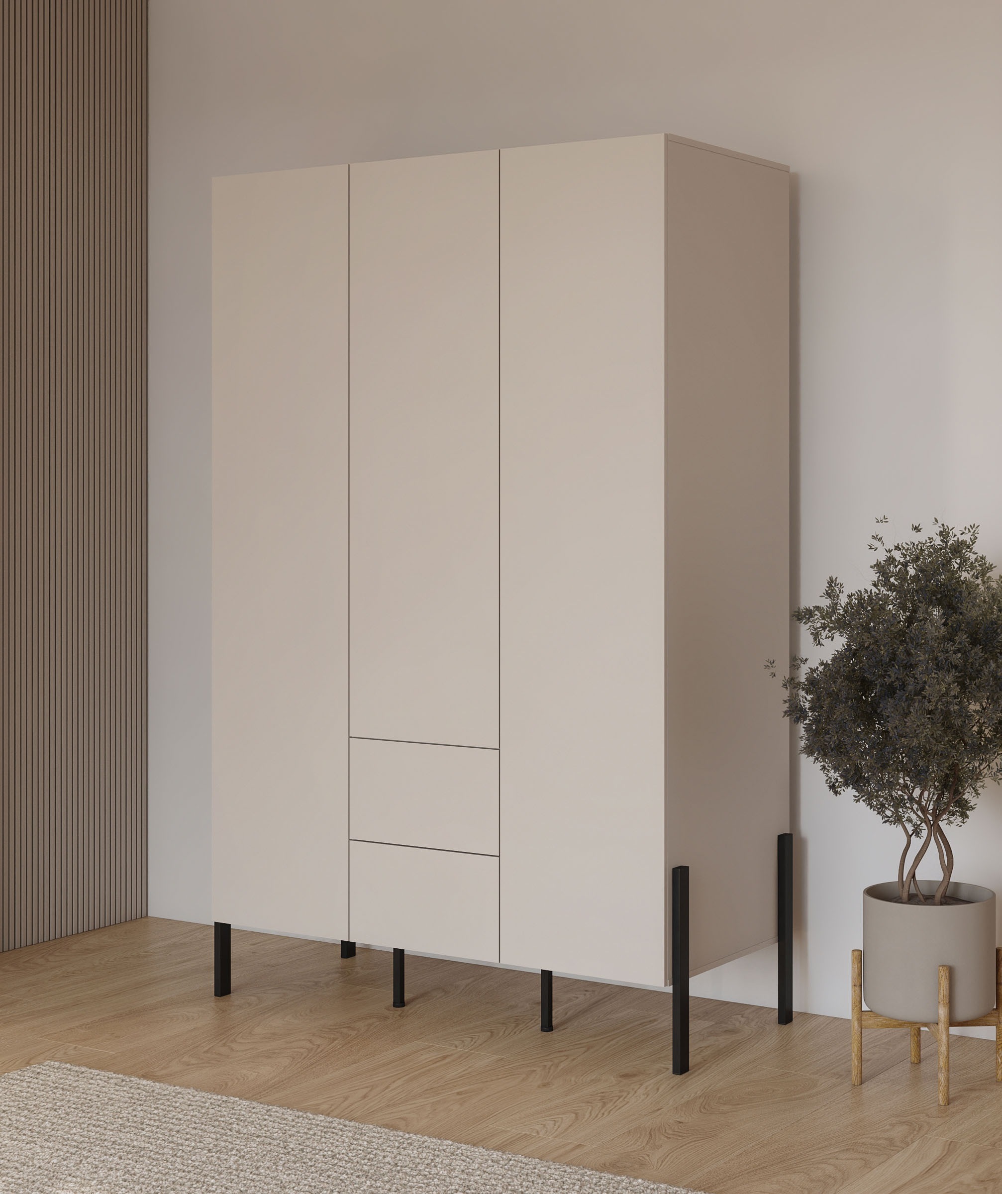 Image of GOODproduct Kleiderschrank "Jukon, moderner Kleiderschrank mit Metallfüssen" B/H/T 3-Türer: ca. 135/210/60 4-Türer ca: 180/210/60, push to open Funktion, passend zur JUKON Serie, viel Stauraum