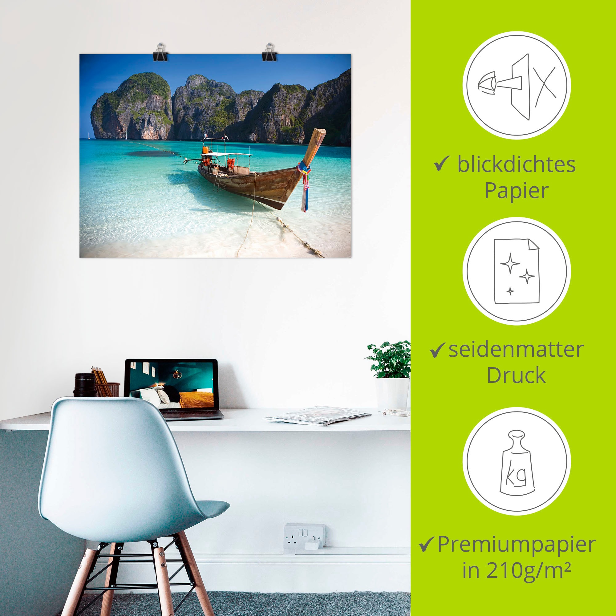 Artland Wandbild »Maya Bay, Koh Phi Phi Leh, Thailand«, Boote & Schiffe, (1 St.), als Leinwandbild, Poster, Wandaufkleber in verschied. Grössen