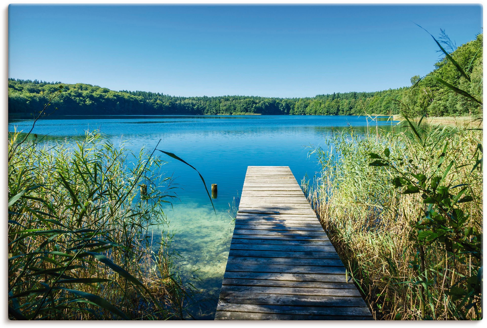 Image of Artland Wandbild »Landschaft am See Steg«, Gewässer, (1 St.), in vielen Grössen & Produktarten - Alubild / Outdoorbild für den Aussenbereich, Leinwandbild, Poster, Wandaufkleber / Wandtattoo auch für Badezimmer geeignet bei Ackermann Versand Schweiz