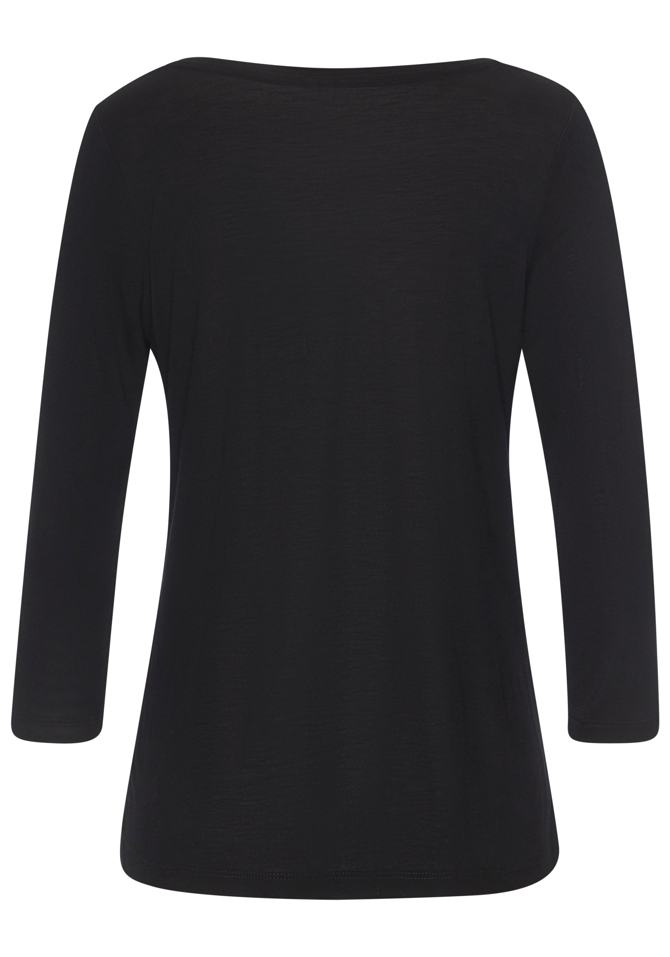 LASCANA Shirt à col rond mit glänzendem Print