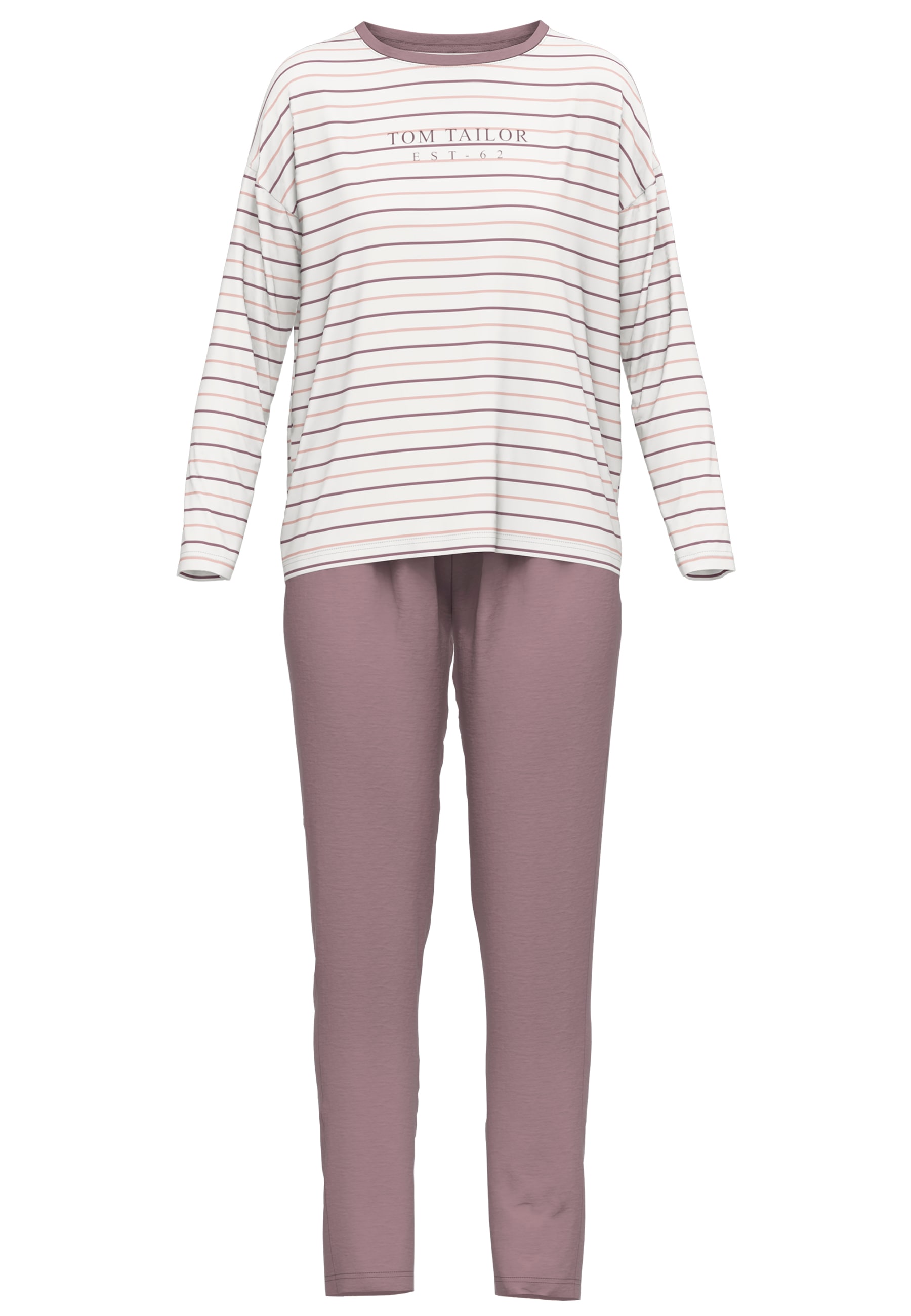 TOM TAILOR Pyjama »Zaria« 2 gestreiftes Oberteil, mit Rundhalsausschnitt und langem Arm