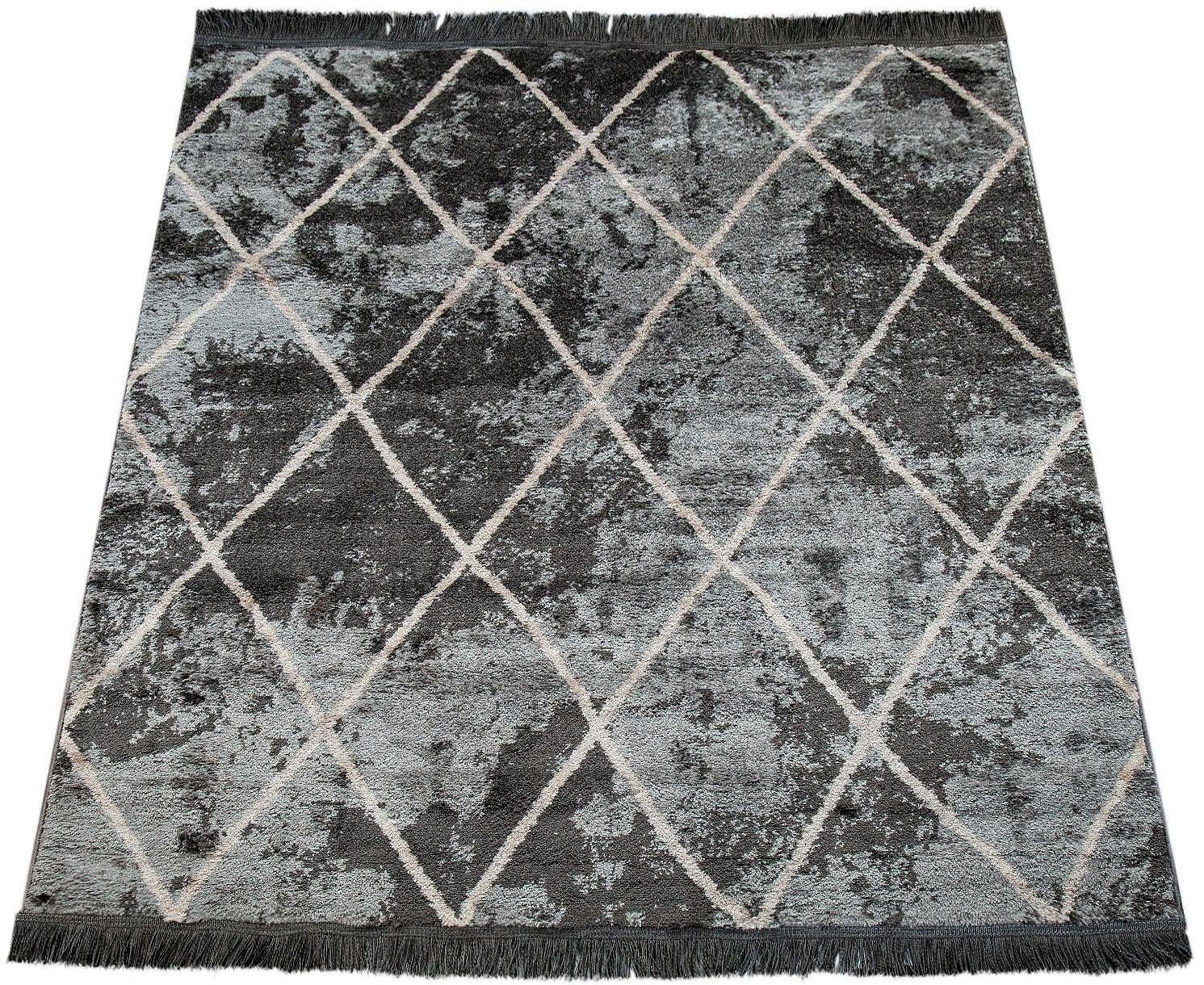 Image of Paco Home Teppich »Kelim 315«, rechteckig, 19 mm Höhe, Scandi Design, Rauten Muster, mit Fransen, ideal im Wohnzimmer & Schlafzimmer bei Ackermann Versand Schweiz