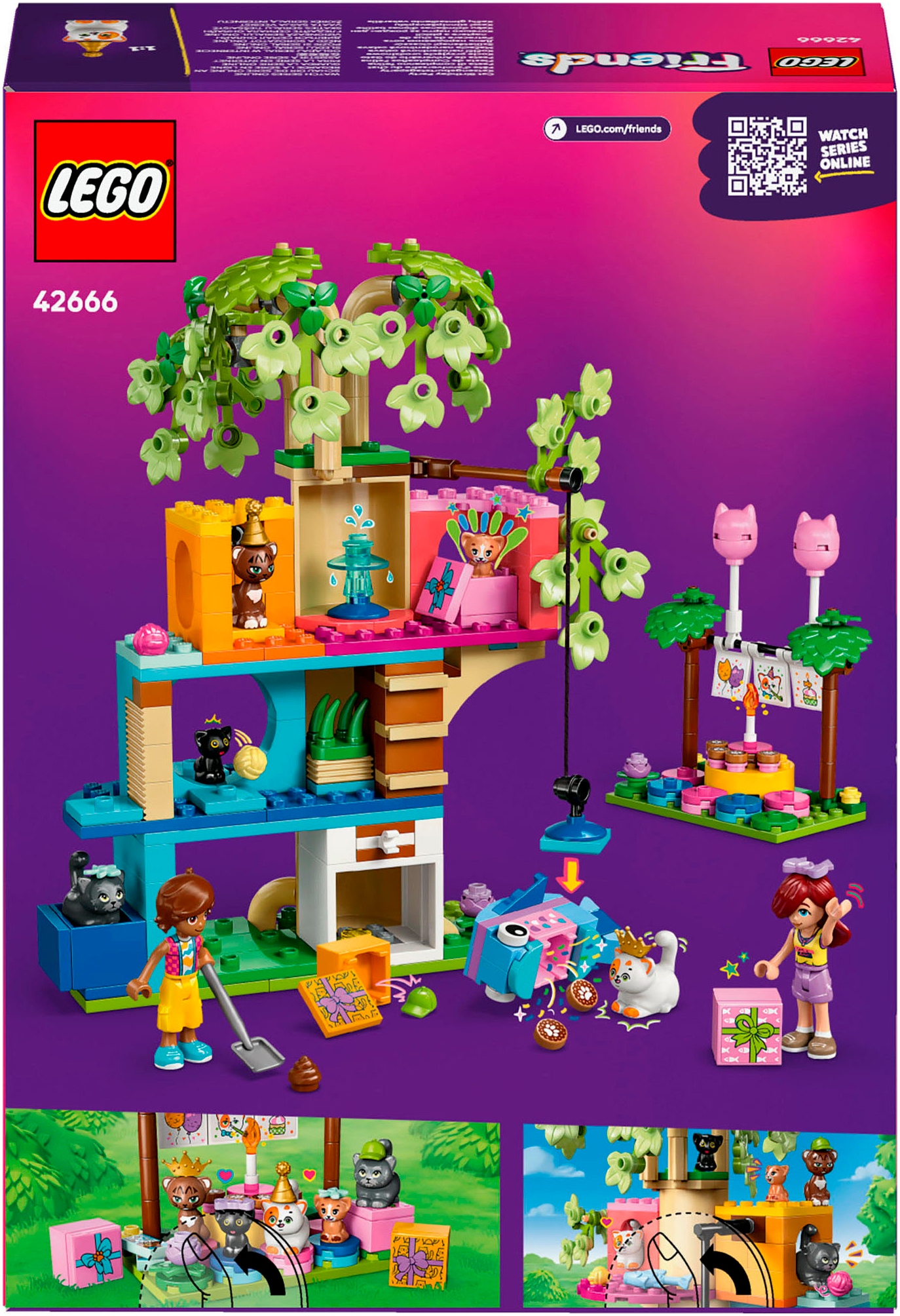 LEGO® Konstruktionsspielsteine »Katzengeburtstagsparty & Baumhaus (42666), LEGO Friends« Made in Europe
