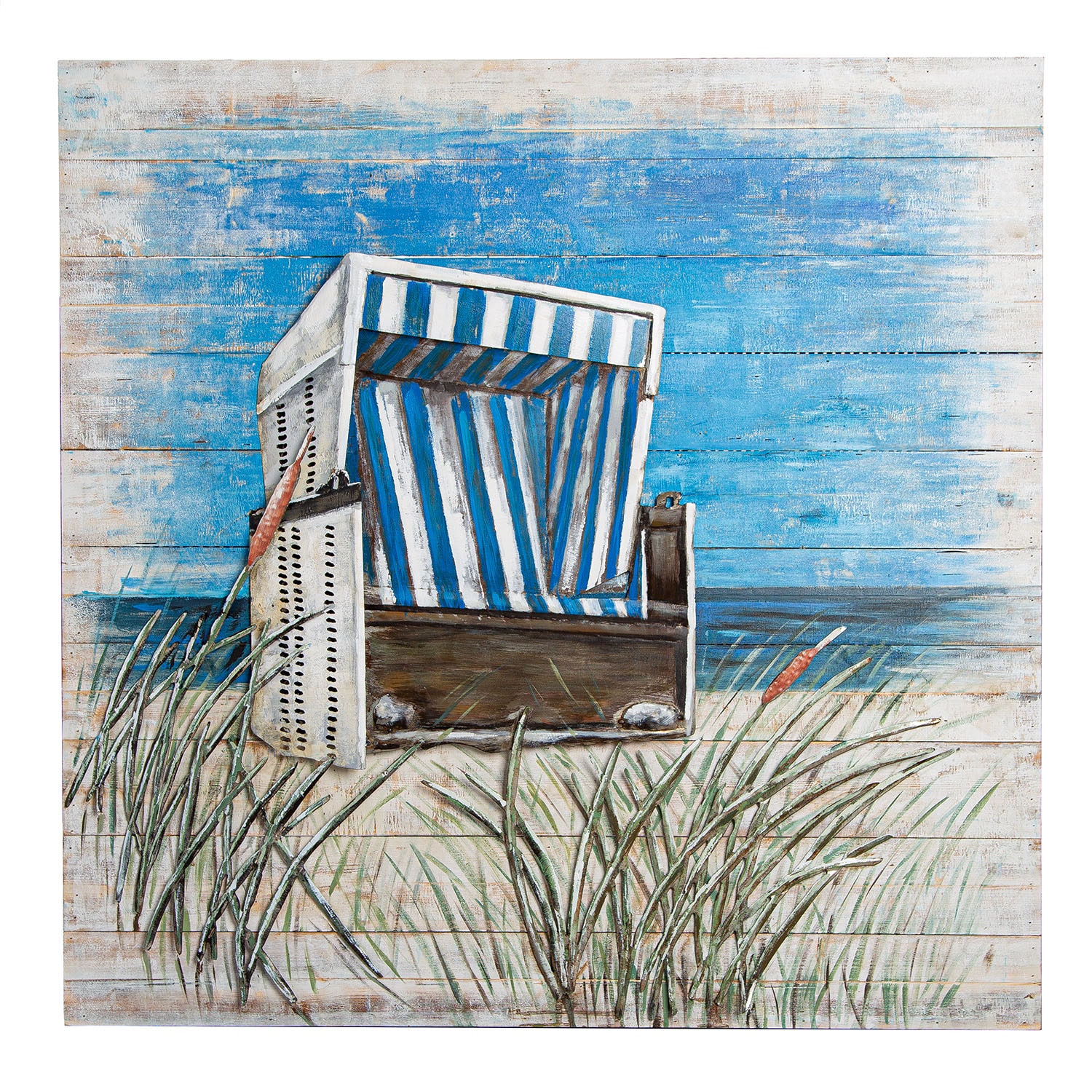 Image of GILDE Leinwandbild "Bild quadratisch Strandkorb" Strandbilder 1 Stk. tlg.