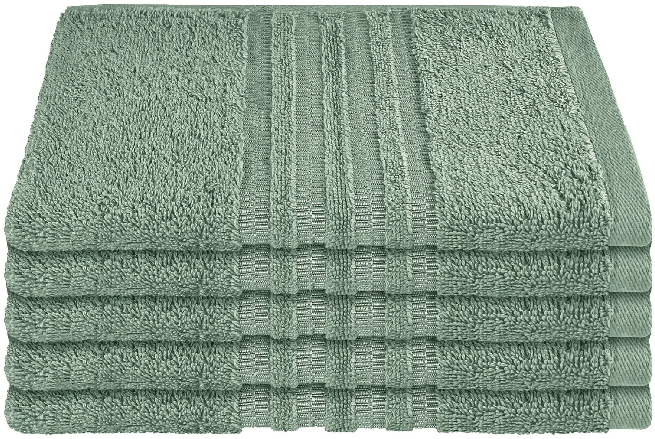 Schiesser Gästehandtücher »Milano aus 100% Baumwolle mit eleganter Bordüre in Hoch-Tief-Optik«, (Set, 5 St., 5er Set Gästehandtücher 30 x 50 cm), Made in Green