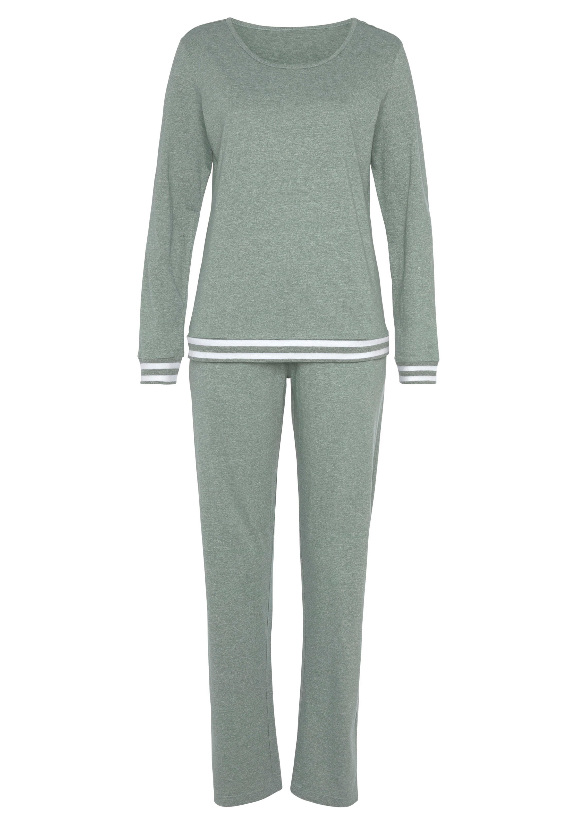 Vivance Dreams Pyjama, (2 tlg.), mit gestreiften Bündchen