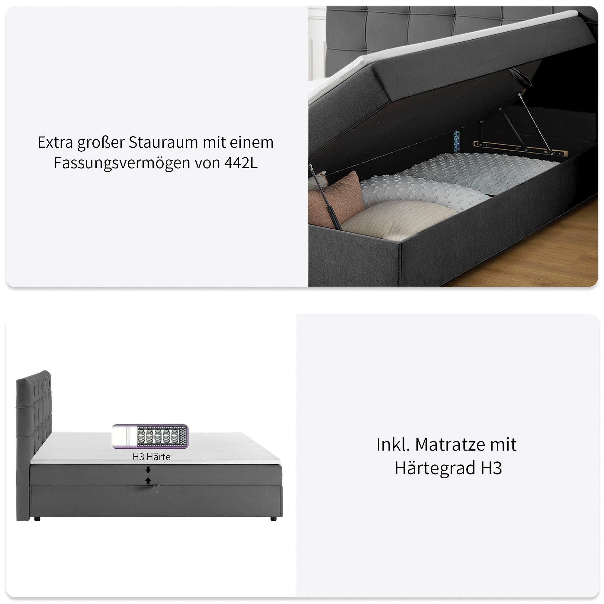 GOODproduct Boxbett »Tommes inkl. Bettkasten und Topper, Liegefläche 180x200cm« erhältlich in der Grösse 180x200 cm