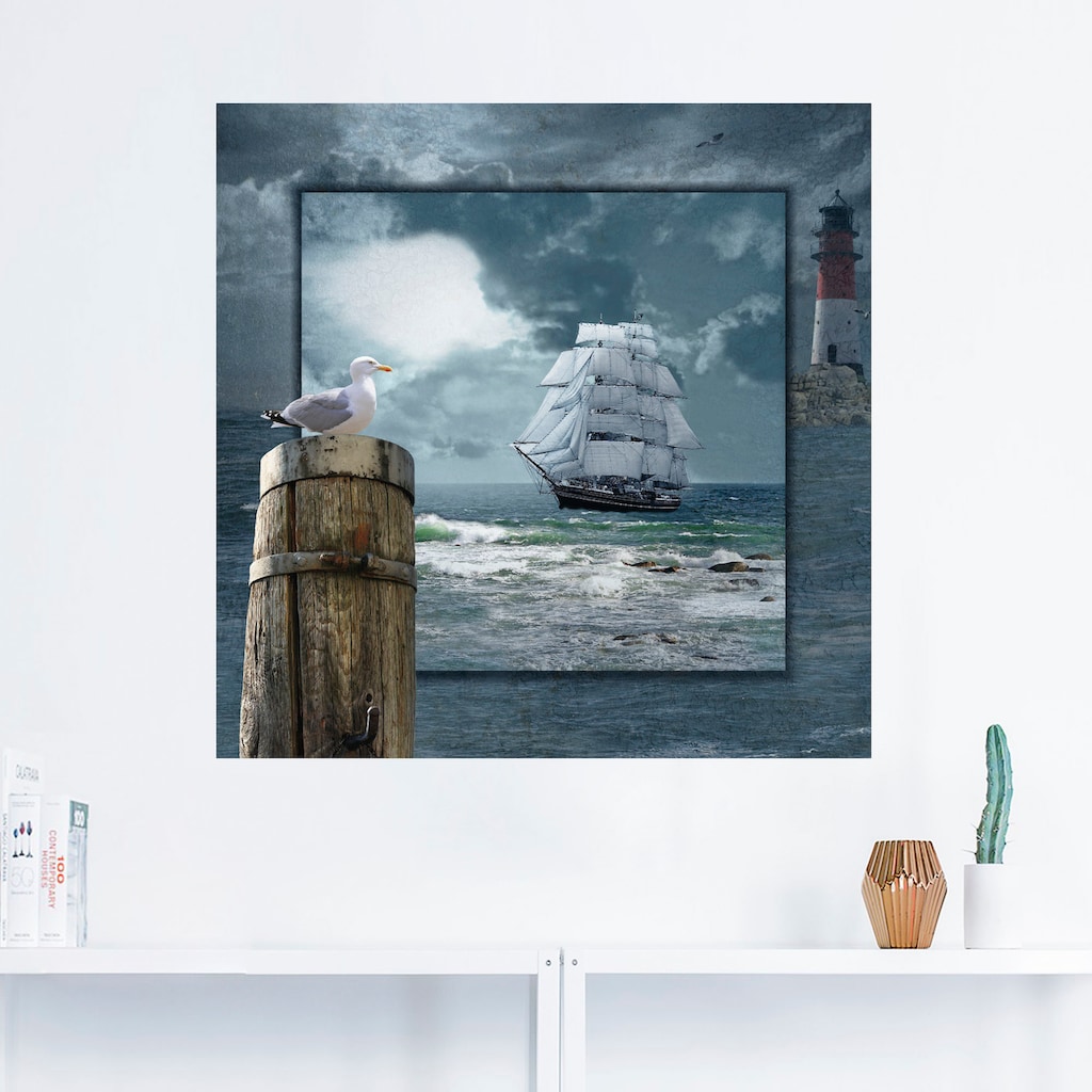 Artland Wandbild »Maritime Collage mit Segelschiff«, Boote & Schiffe, (1 St.)