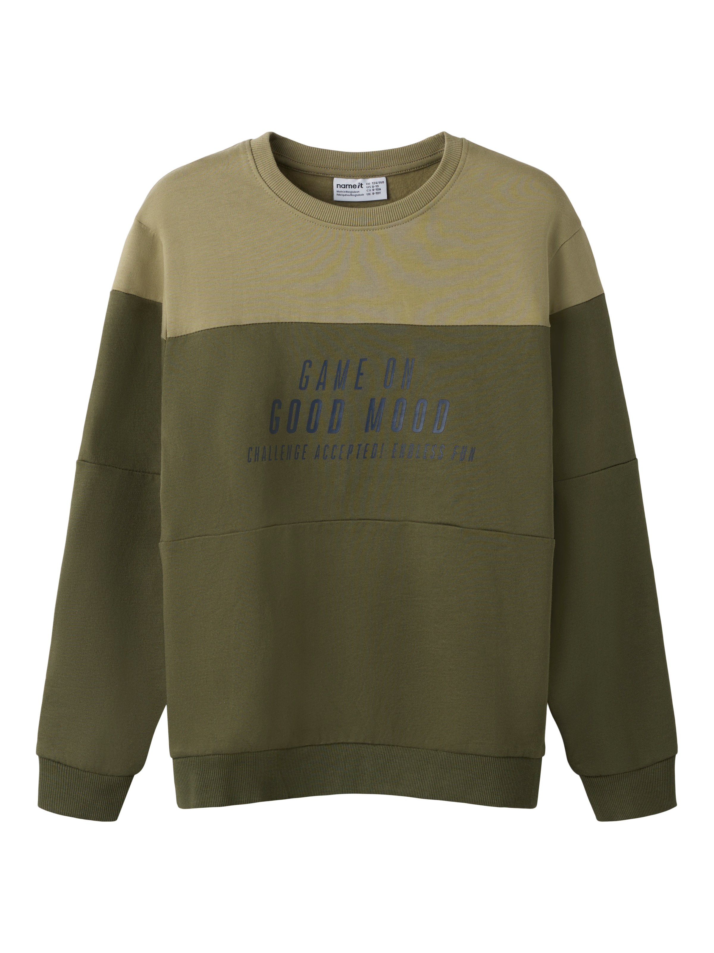 Image of Name It Sweatshirt "NKMVEMIL LS NREG SWEAT BRU", Baumwolle, regular fit, Colorblock, Print