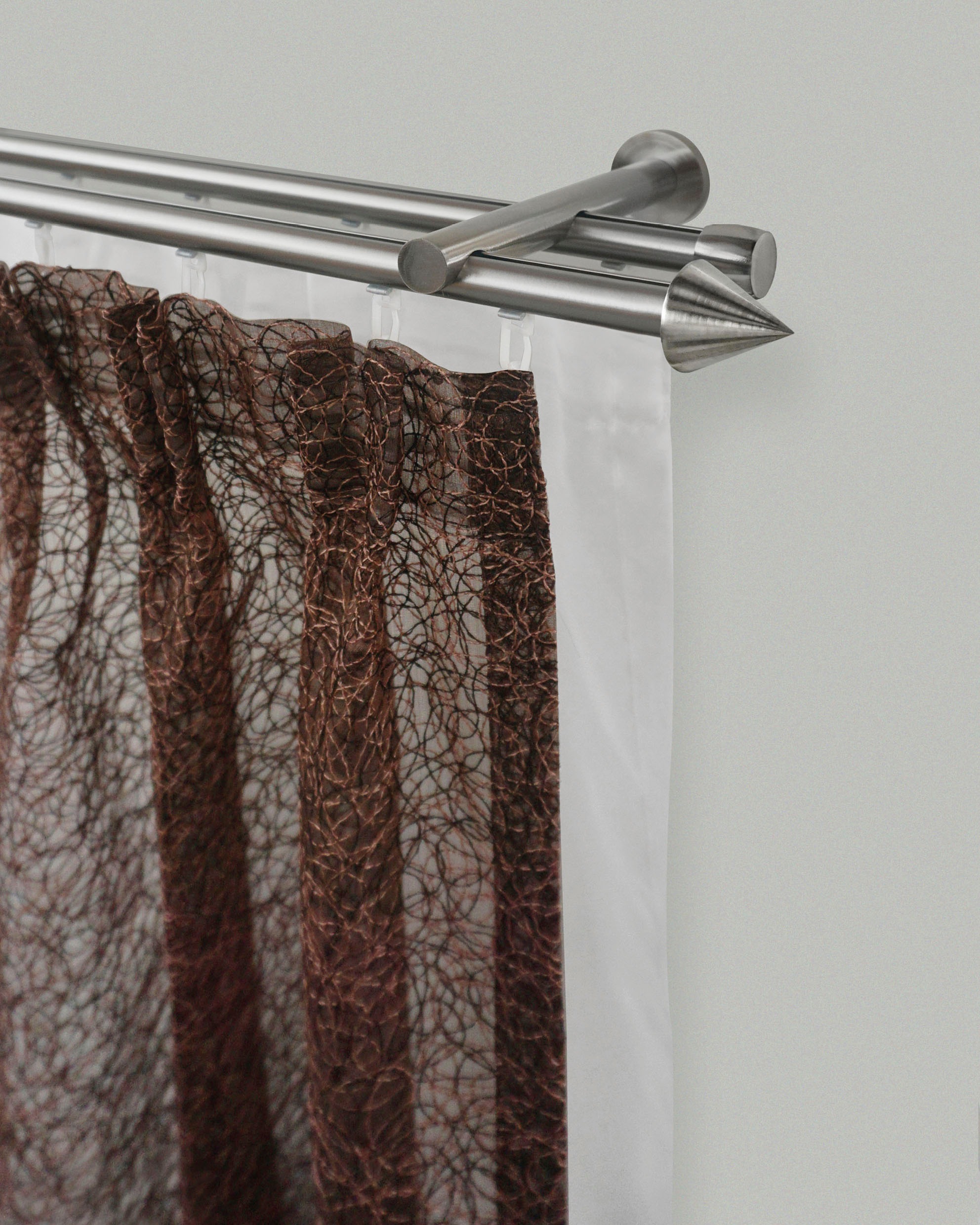 Image of GARESA Gardinenstange »DIAMANT«, 2 läufig-läufig, Wunschmasslänge, Vorhanggarnitur,Innenlaufgarnitur, einfache Montage, m. Profilverbinder verlängerbar, Wandmontage, Spitze, edelstahl bei Ackermann Versand Schweiz