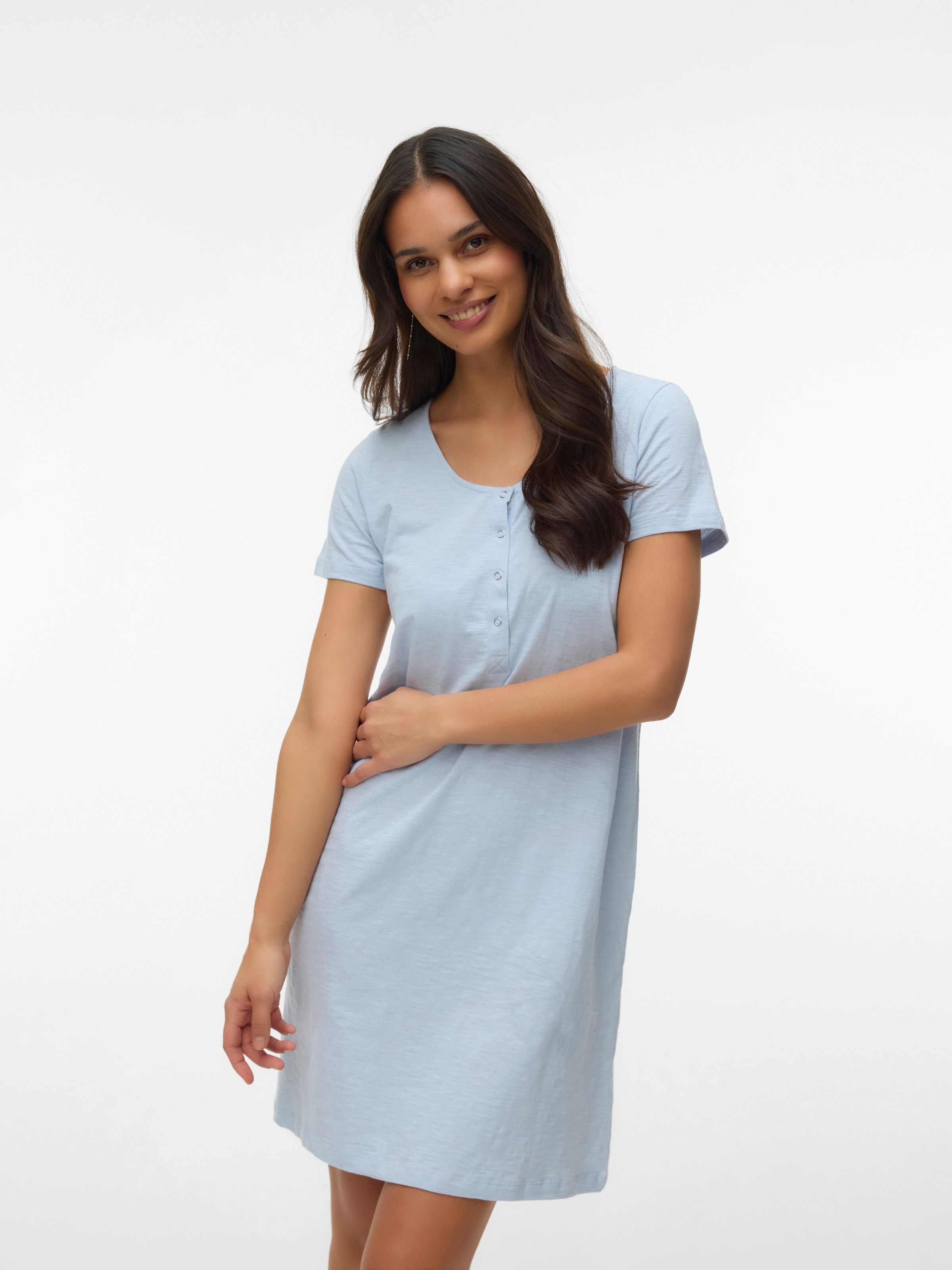 Image of Mamalicious Umstandsnachthemd "MLMIRA SOLID JRS NIGHTGOWN 2F A. E. NOOS" aus Baumwolle, Regular Fit, mit Rundhalsausschnitt, kniefrei