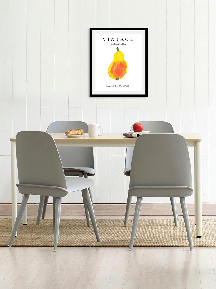 Image of queence Bild "Eligius" Essen Kunst Lebensmittel Obst Obst Bilder Schriftzug 1 Stk. tlg. gerahmt