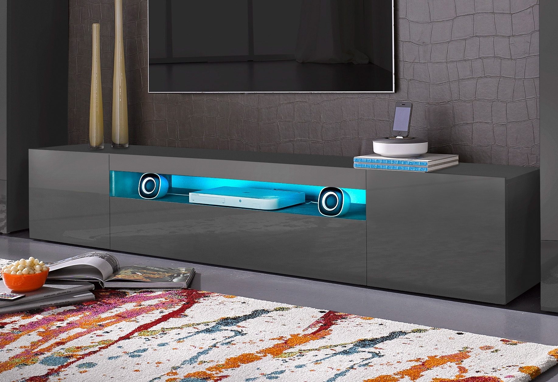 Home Affaire Anthrazit Hochglanz Lowboard "Egypt" Breite 200 Cm