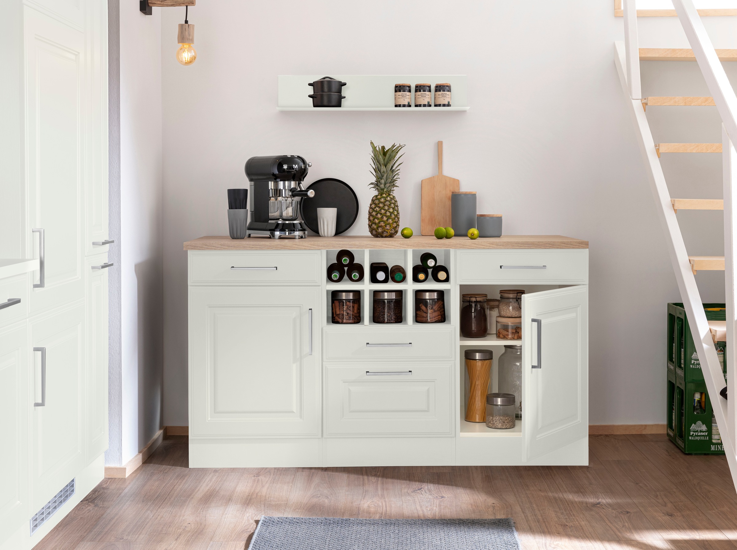 KOCHSTATION Unterschrank "KS-Stockholm" 150 cm breit, hochwertige MDF-Fronten mit Fräsung, viel Stauraum