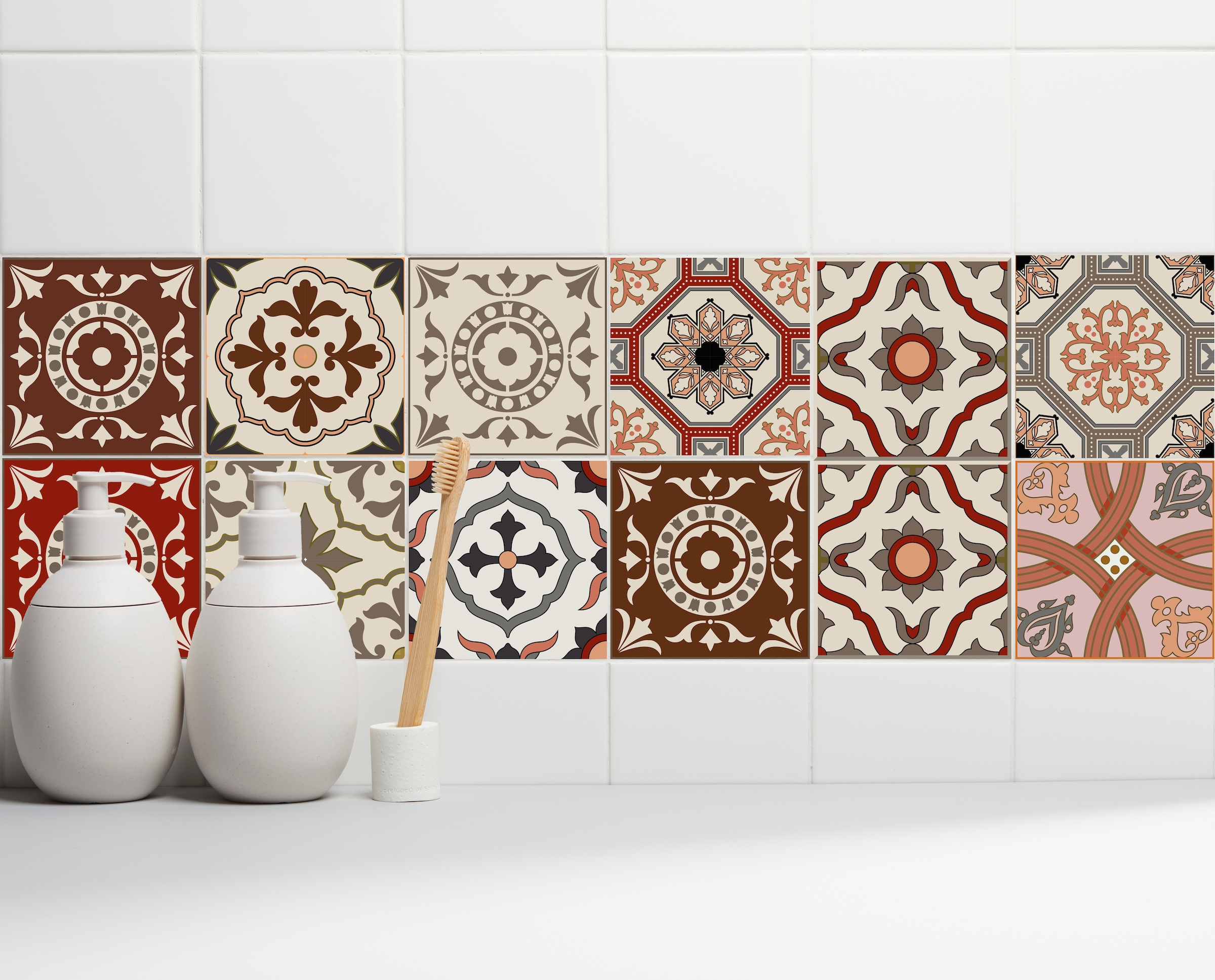 Home affaire Fliesenaufkleber »Ornamente« Stickerfliesen, selbstklebend, Sticker, 12er Set