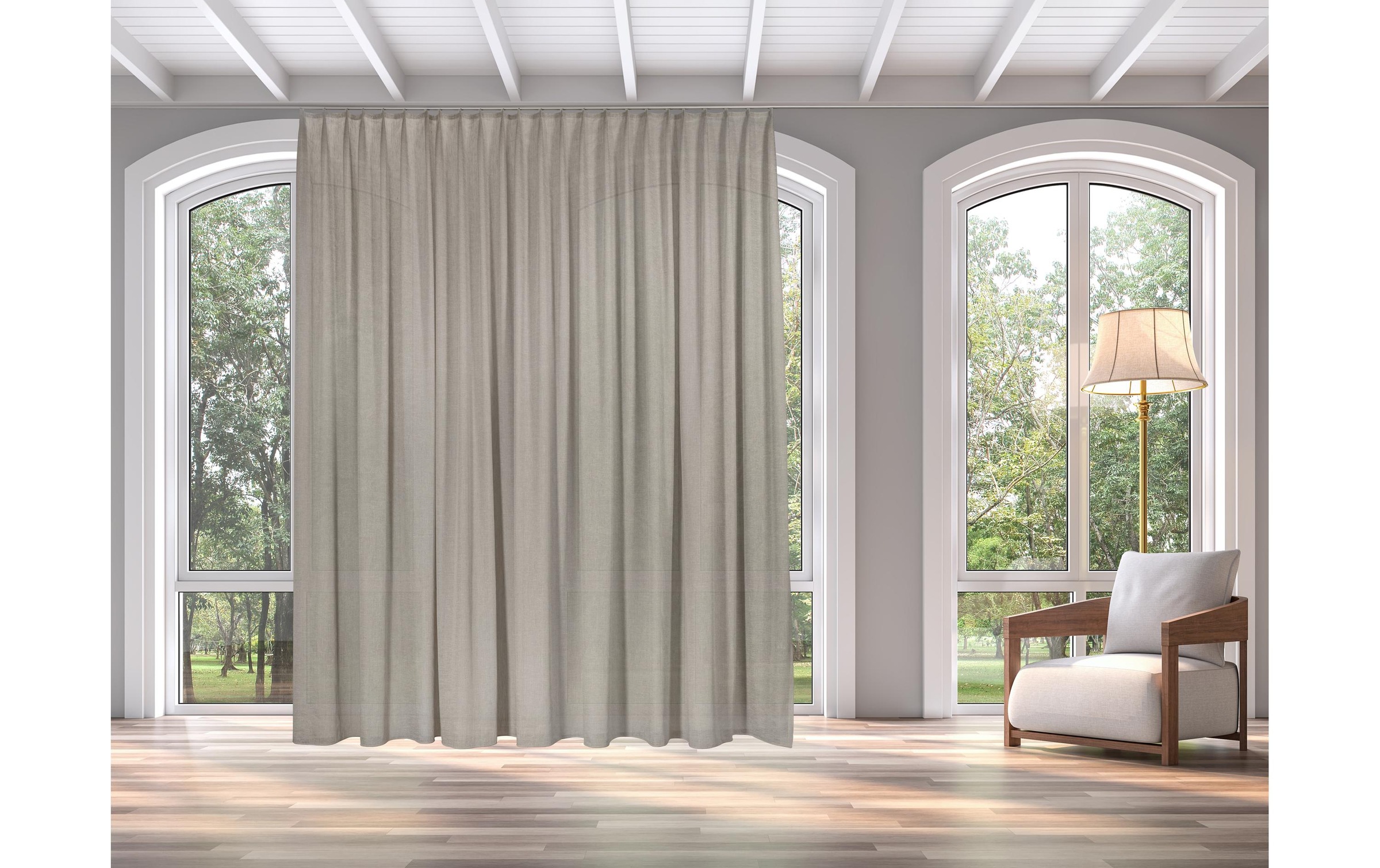 Image of Vorhang "Casa Leon Beige, 140 x 245 cm mit Faltenband" Schlaufen 1 Stk. tlg.