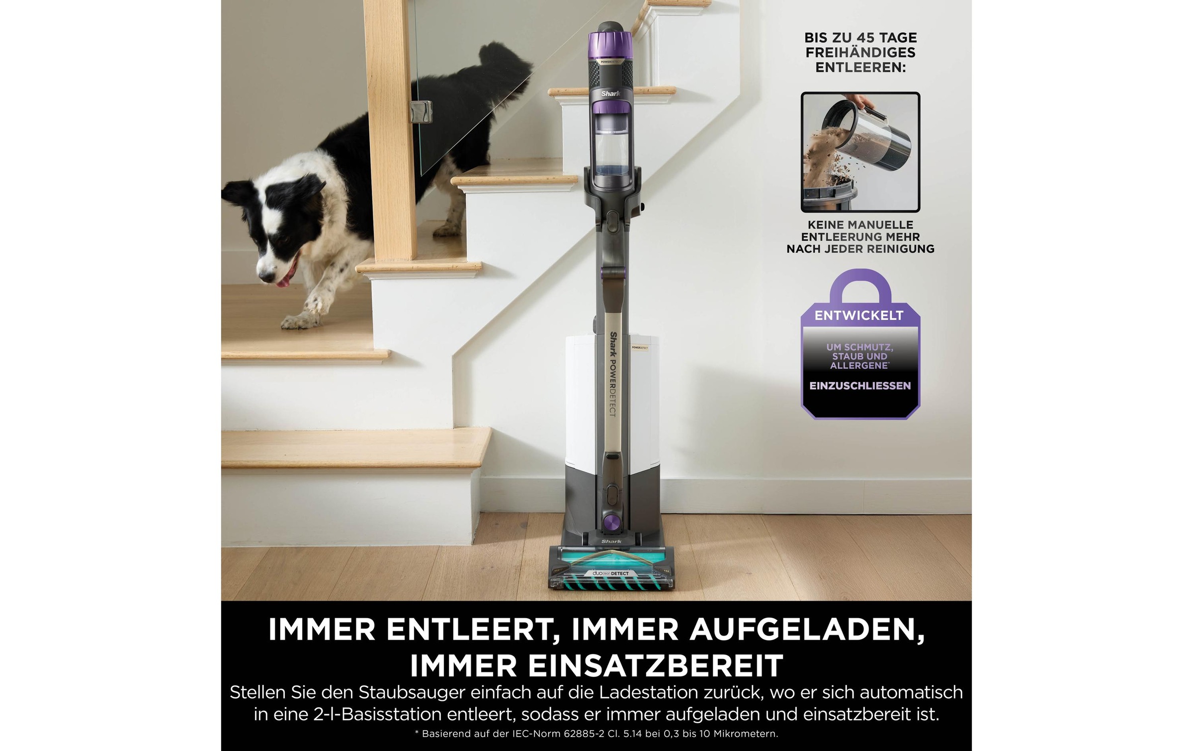 Shark Aspirateur à manche sans fil »Shark PowerDetect Clean & Empty IP3251EUT« Akku-Staubsauger für Tierhaare, automatische Entleerungsstation