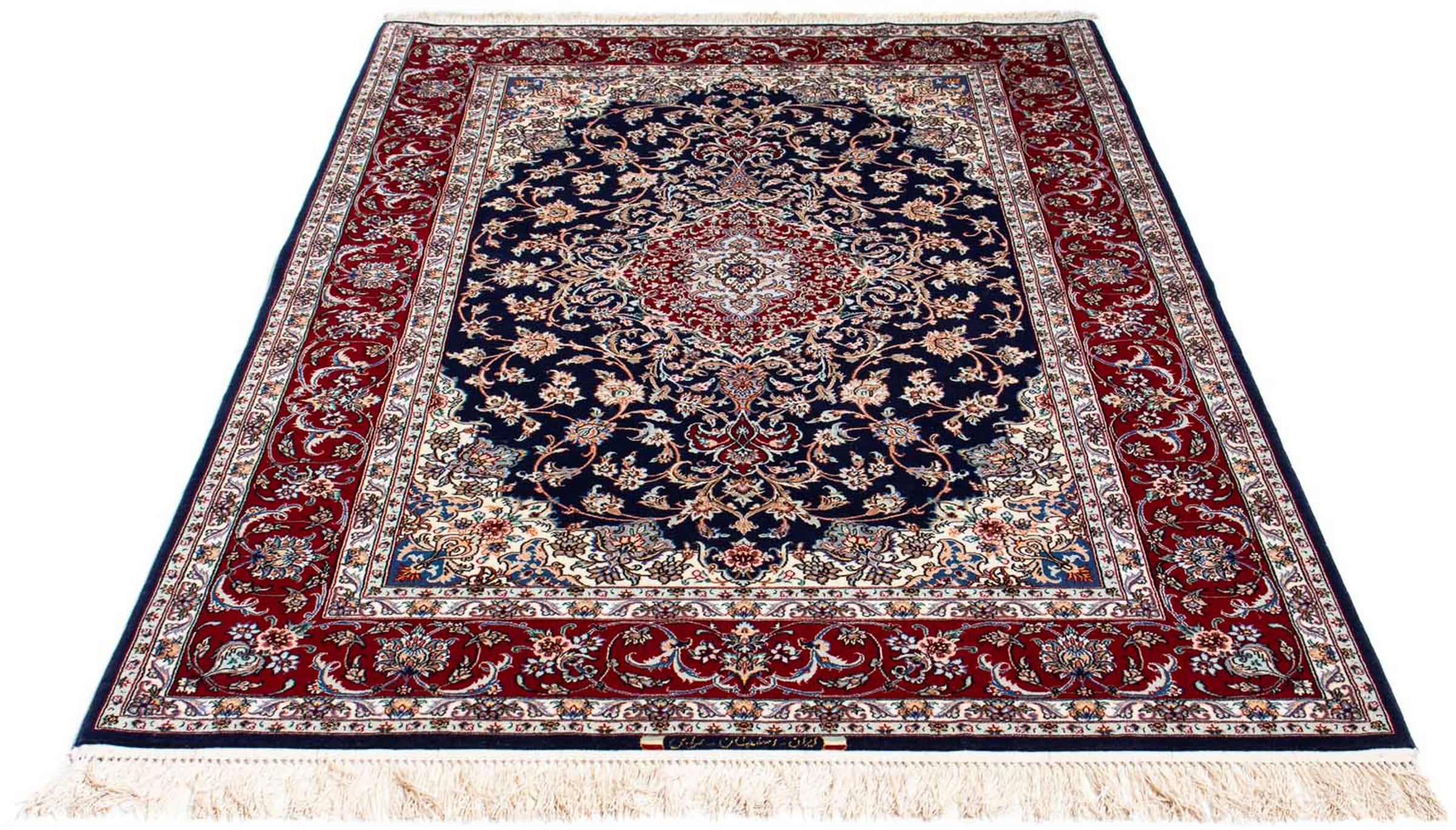 Image of morgenland Orientteppich »Perser - Isfahan - Premium - 200 x 130 cm - dunkelblau«, rechteckig, 6 mm Höhe, Wohnzimmer, Handgeknüpft, Einzelstück mit Zertifikat bei Ackermann Versand Schweiz