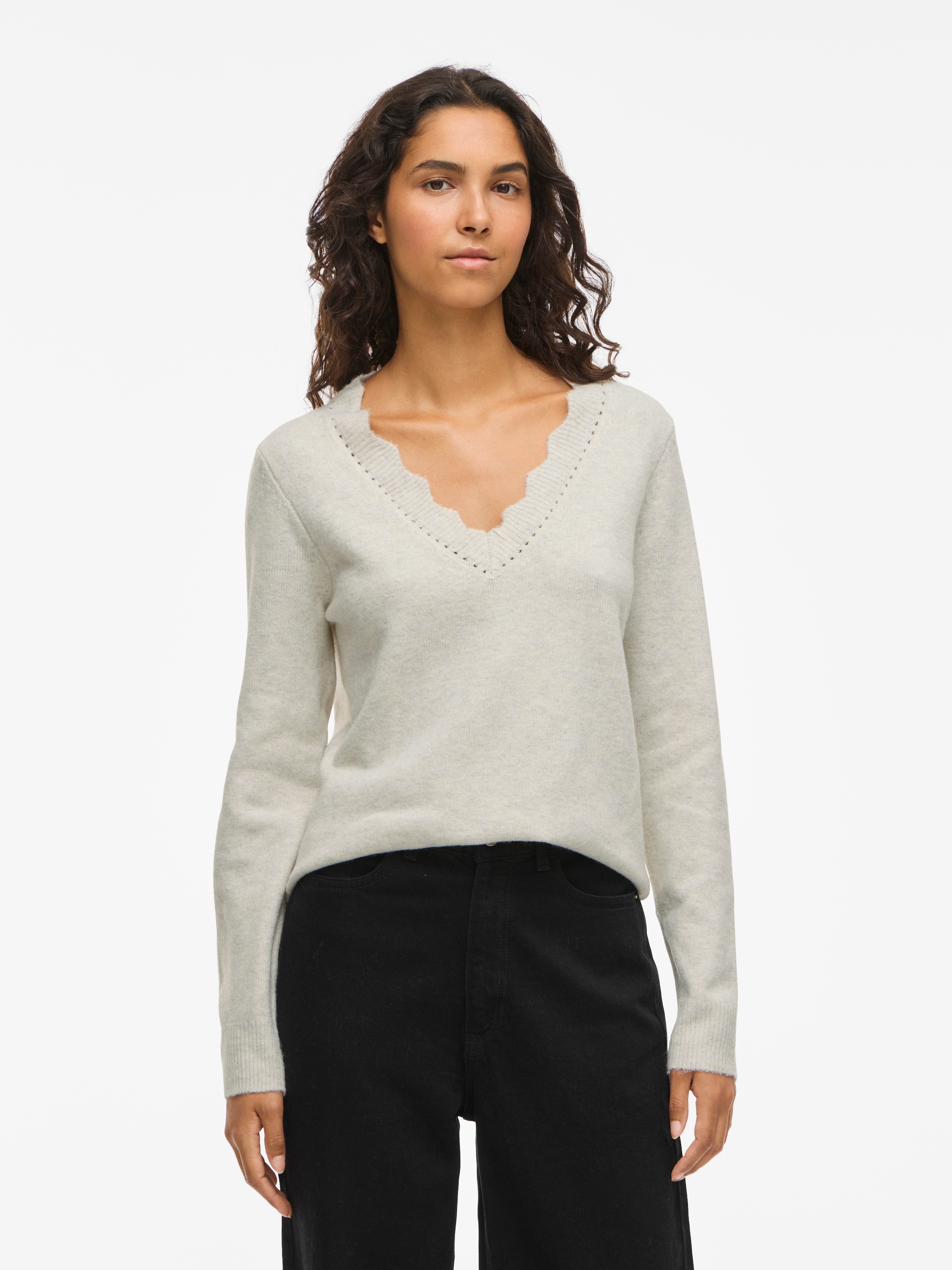 Image of Vila V-Ausschnitt-Pullover "VINIKOLINA V-NECK L/S KNIT TOP - NOOS"