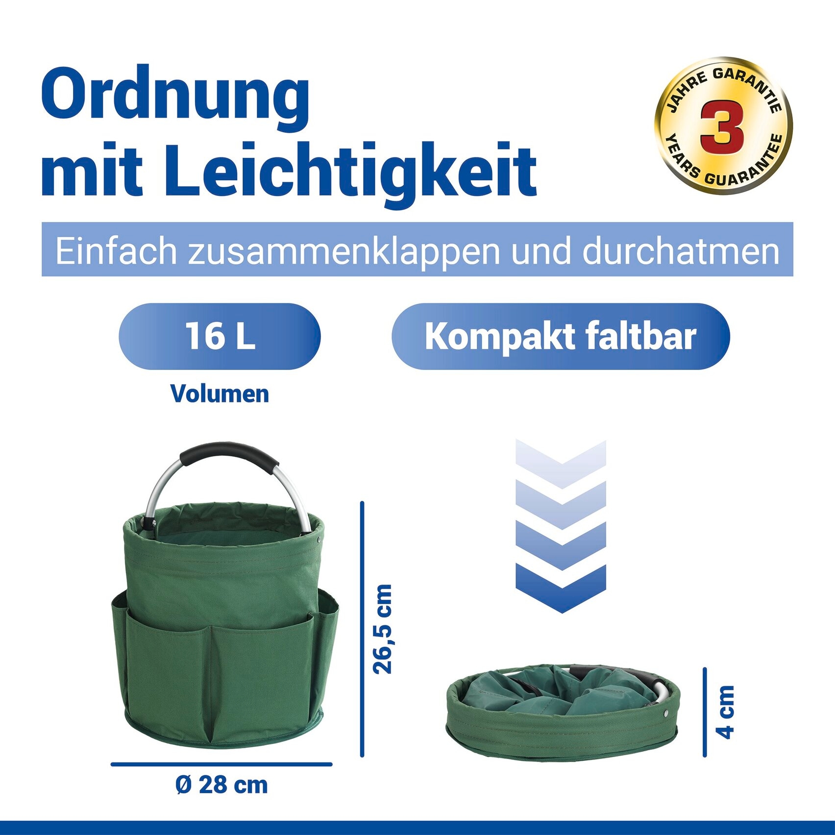 Maximex Organizer »Universal-Reinigungs-Caddy« mit 6 Aussentaschen für Gartenwerkzeug, grosses Hauptfach, faltbar, 16 l