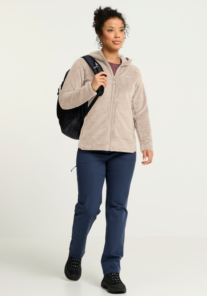 Jack Wolfskin Fleecejacke »ROTWAND HOODED FZ W« mit Kapuze, Langarm, atmungsaktives Gewebe