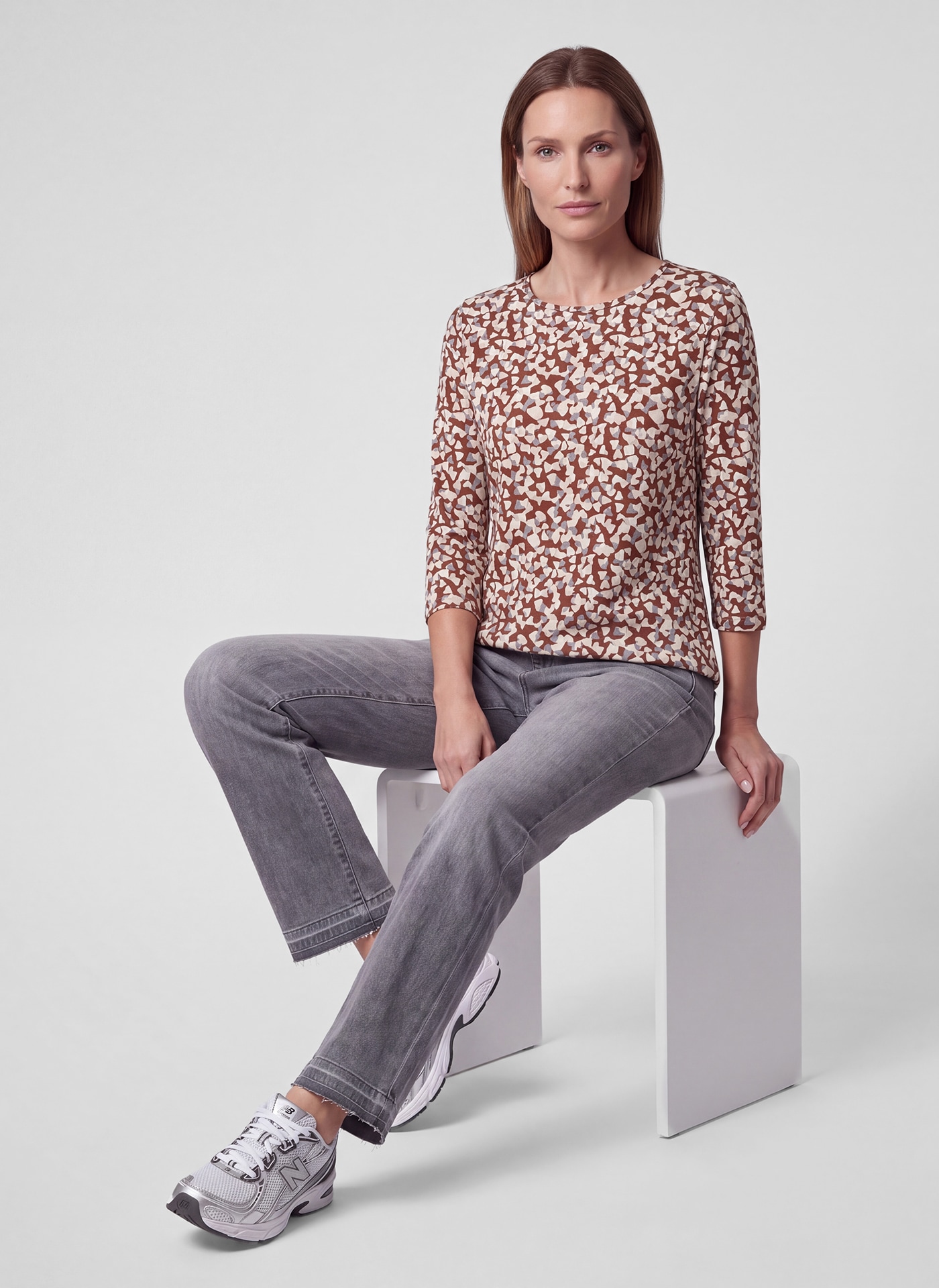 Rabe 3/4-Arm-Shirt Sommershirt  - gemustert mit Stretch