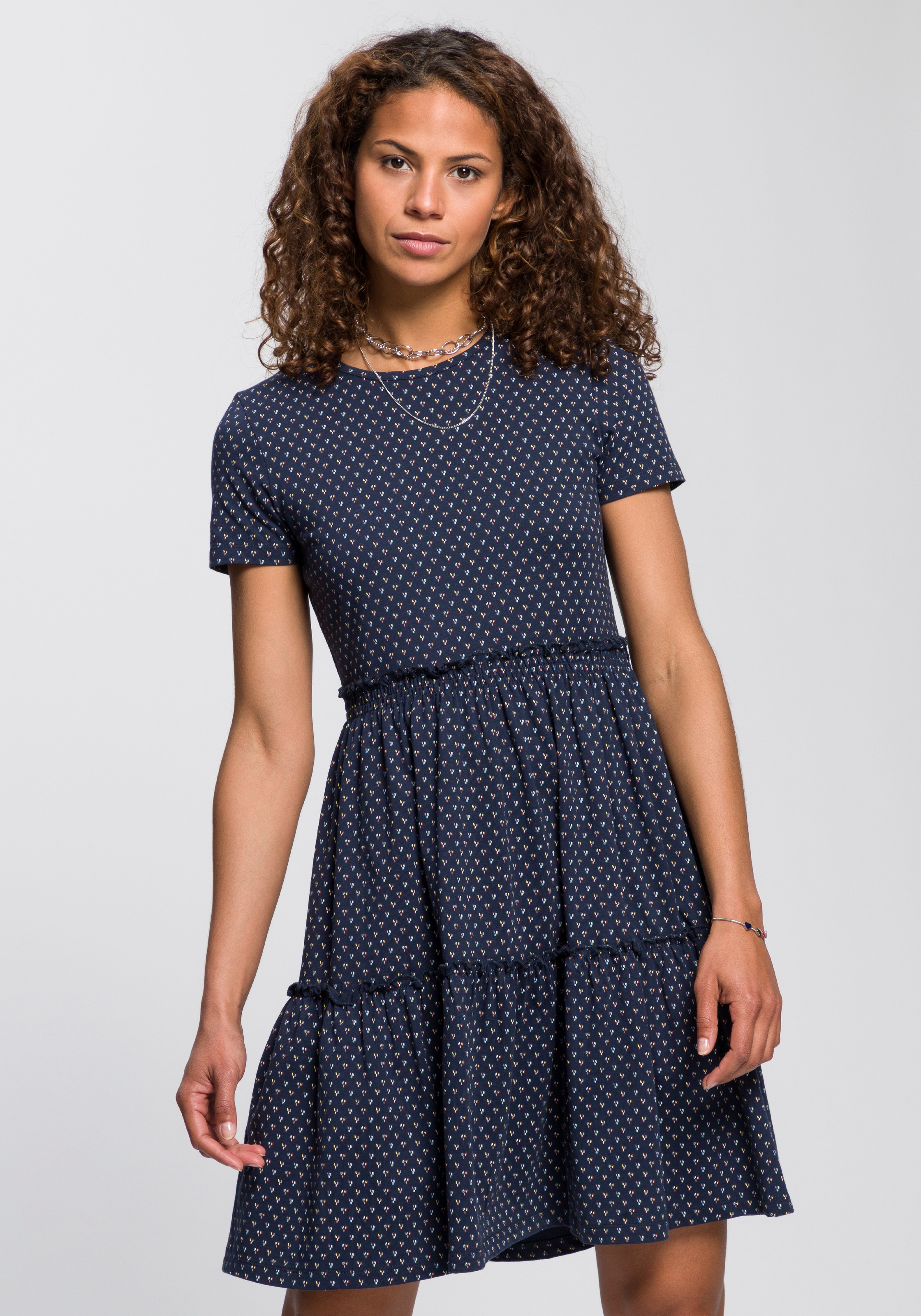 Image of AJC Sommerkleid »Sommerkleid mit Kurzärmel und Volant«, in verschiedenen Druck-Designs bei Ackermann Versand Schweiz