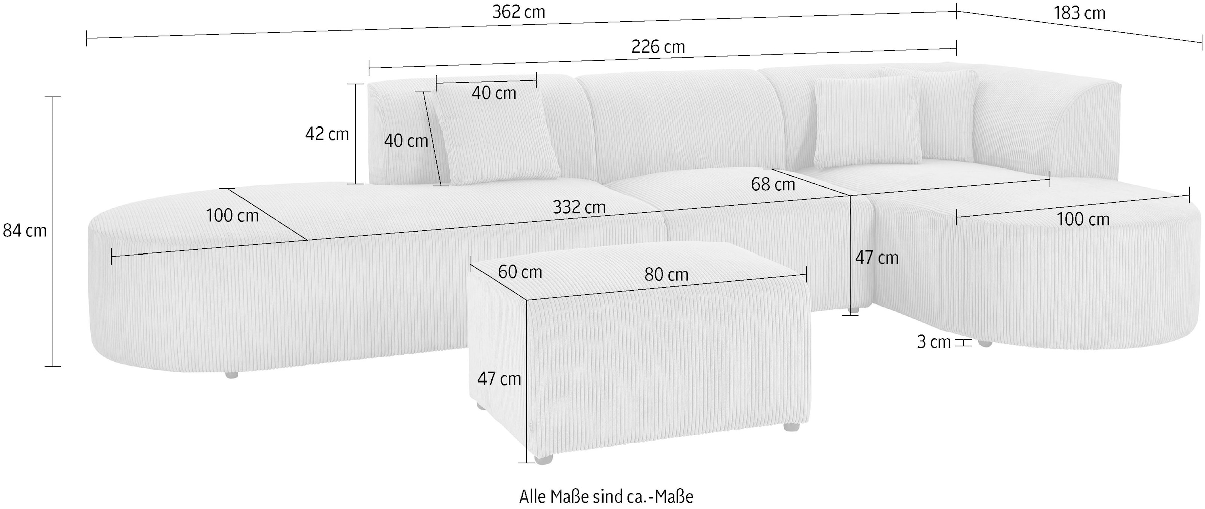 andas Ecksofa »Alesund«, 4 Teile,  bestehend aus Modulen, auch einzeln erhältllich, miteinander verbunden