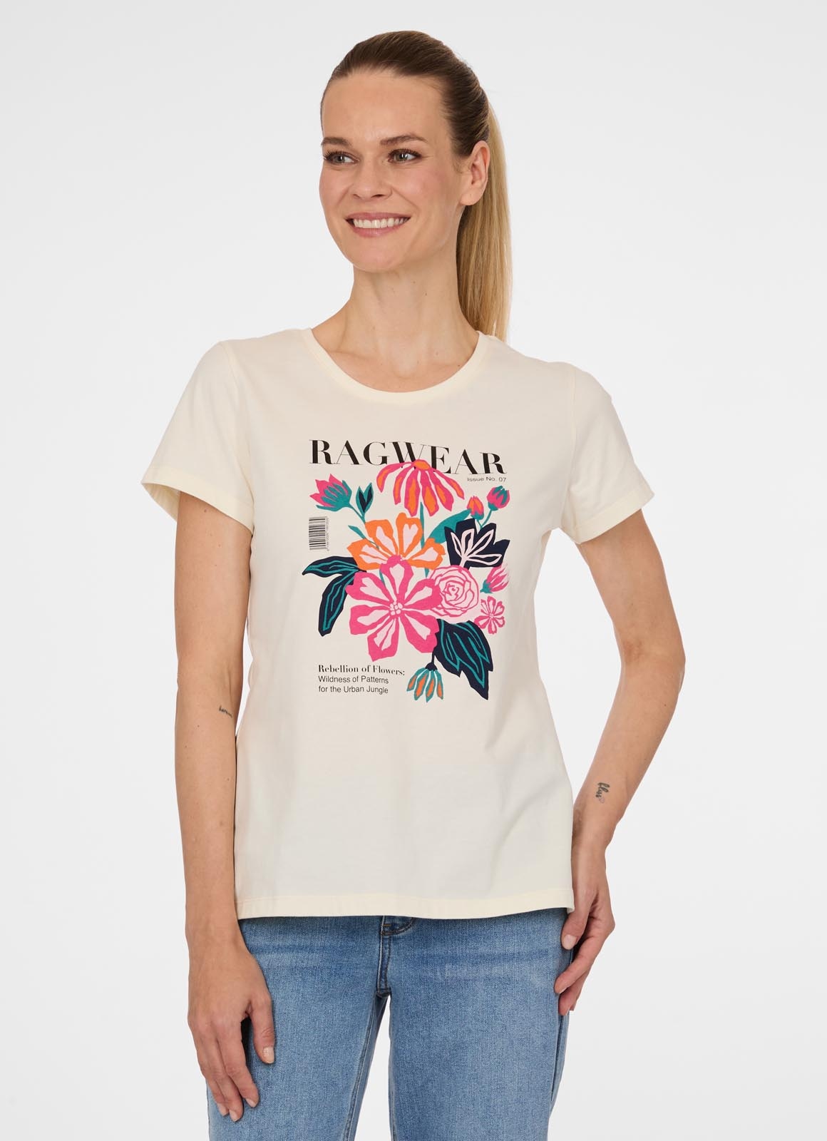 Ragwear Kurzarmshirt »MINTTA PP« mit bedruckter Optik und Druck, Loose Fit, pflegeleicht