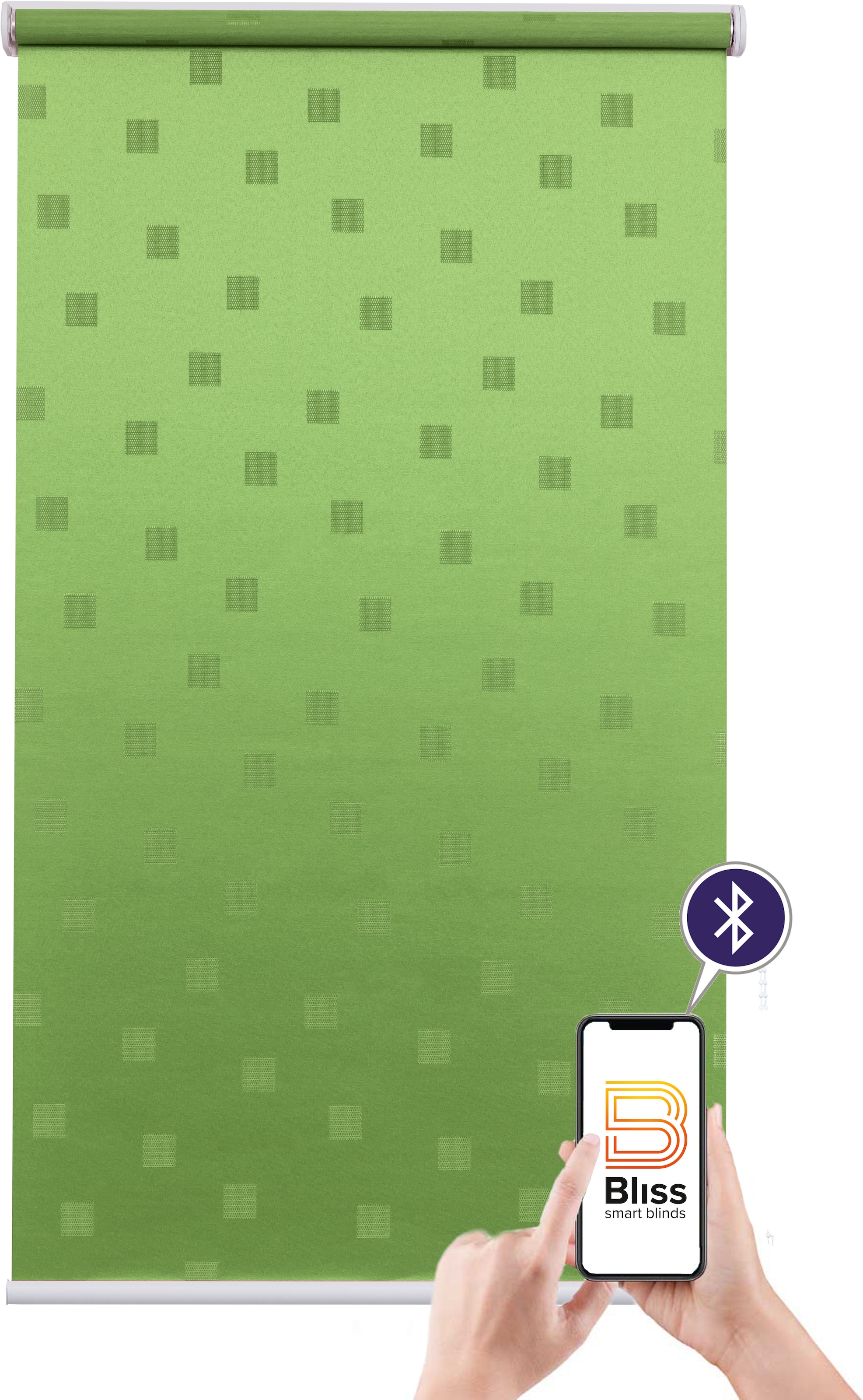 sunlines Store électrique »Funky Square« Opaque avec perçage suspendu librement commandé par app via Bluetooth, avec batterie et moteur, tige blanche