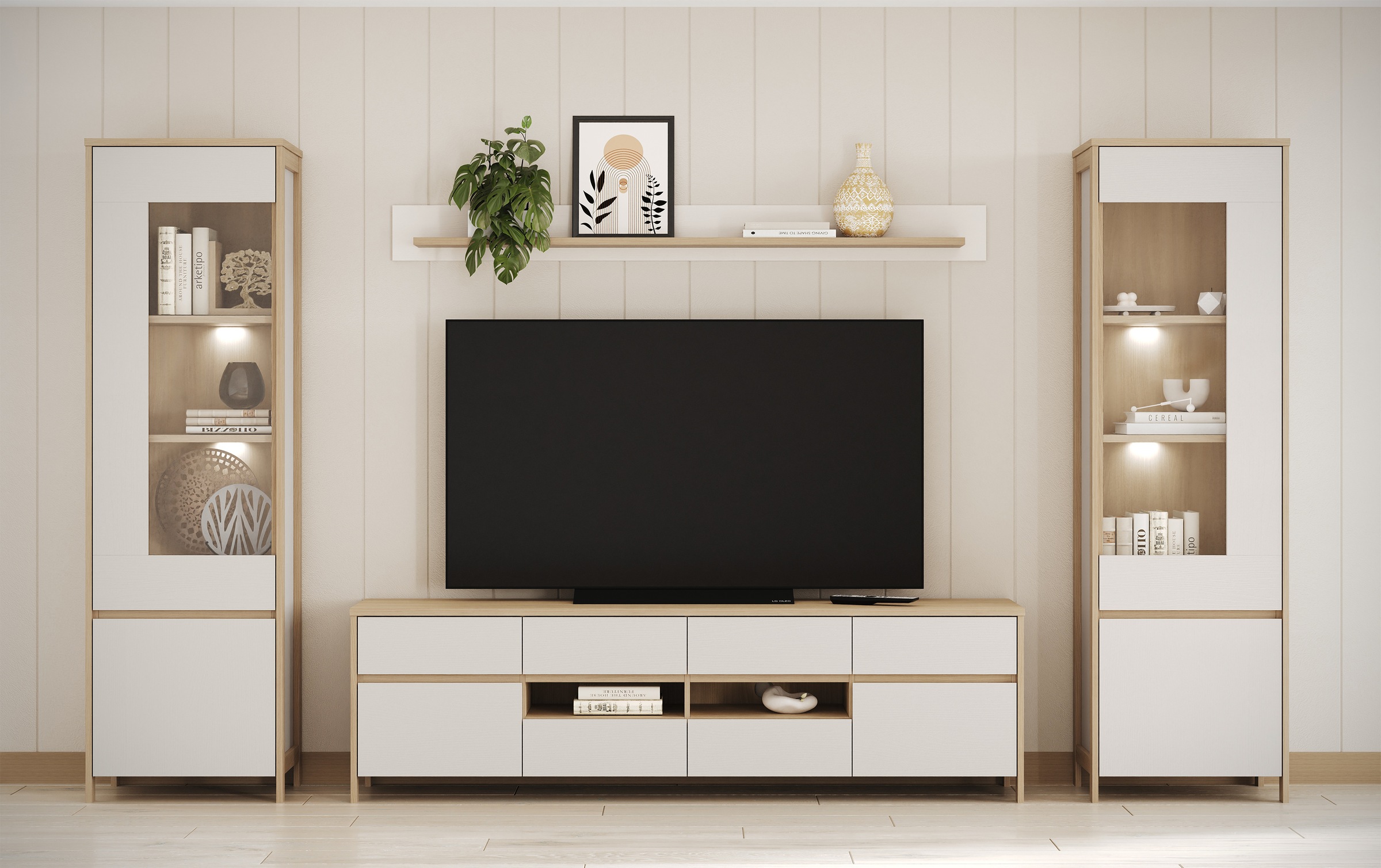 Home affaire Wohnwand »Stranda, moderne Anbauwand, Komplettset im Scandi-Style« 4 Stk. tlg.