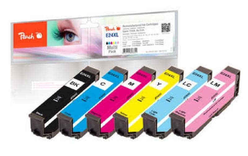 Tintenpatrone »Peach Epson T2438, No 24XL Multi BK, 2x C, 2x M, Y«, (6 St.)