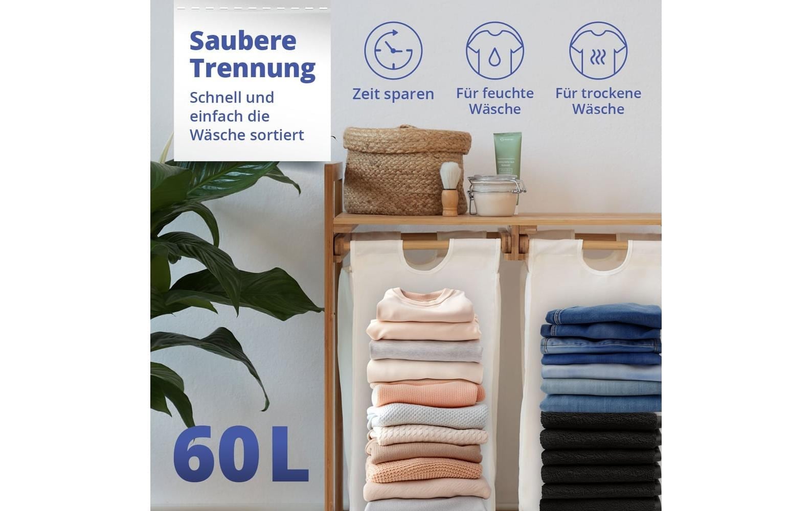 Lumaland Panier à linge »Bambus 60 l«