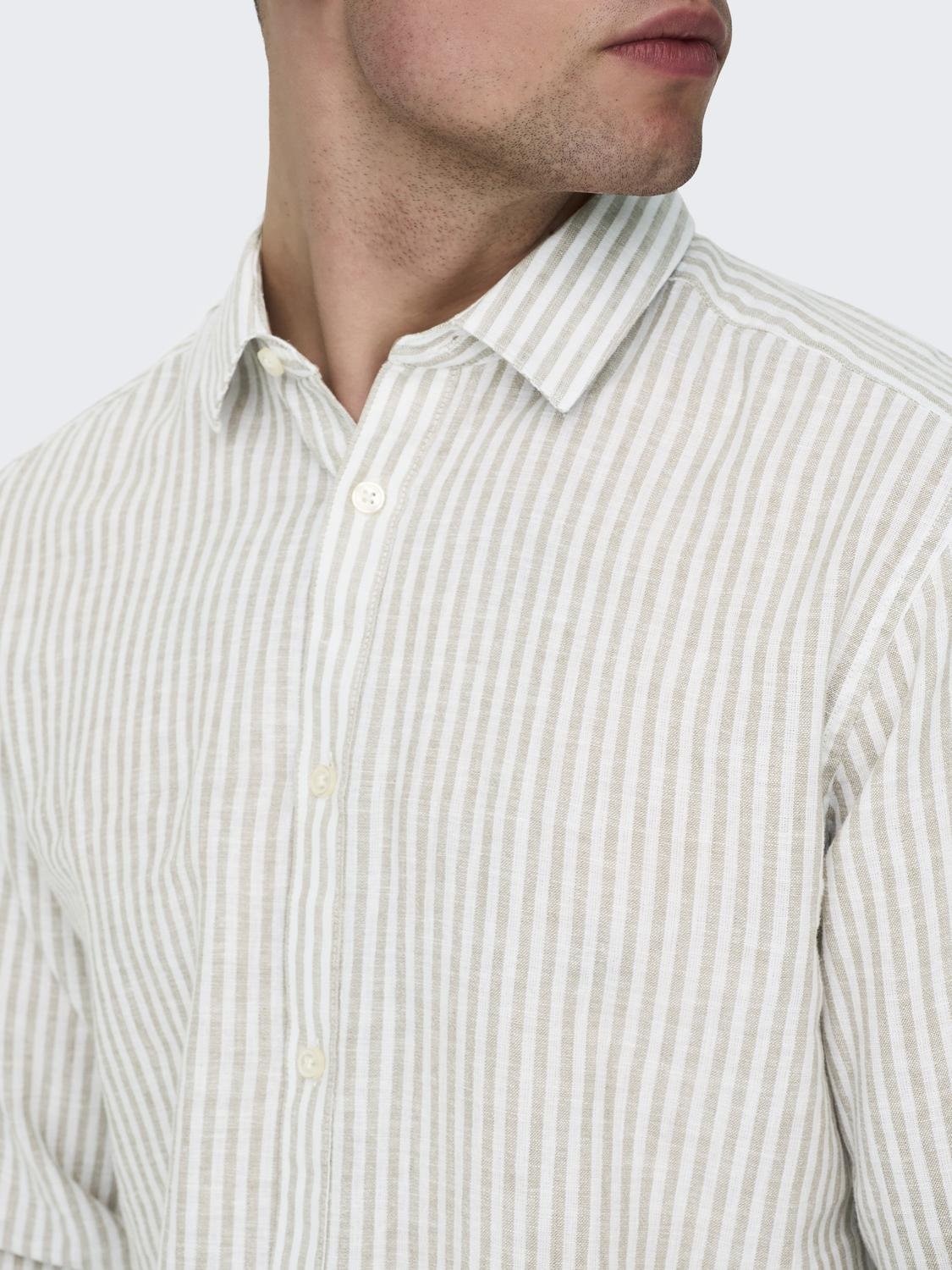 ONLY & SONS Kurzarmhemd »ONSCAIDEN LS STRIPE LINEN SHIRT 660 NOOS«