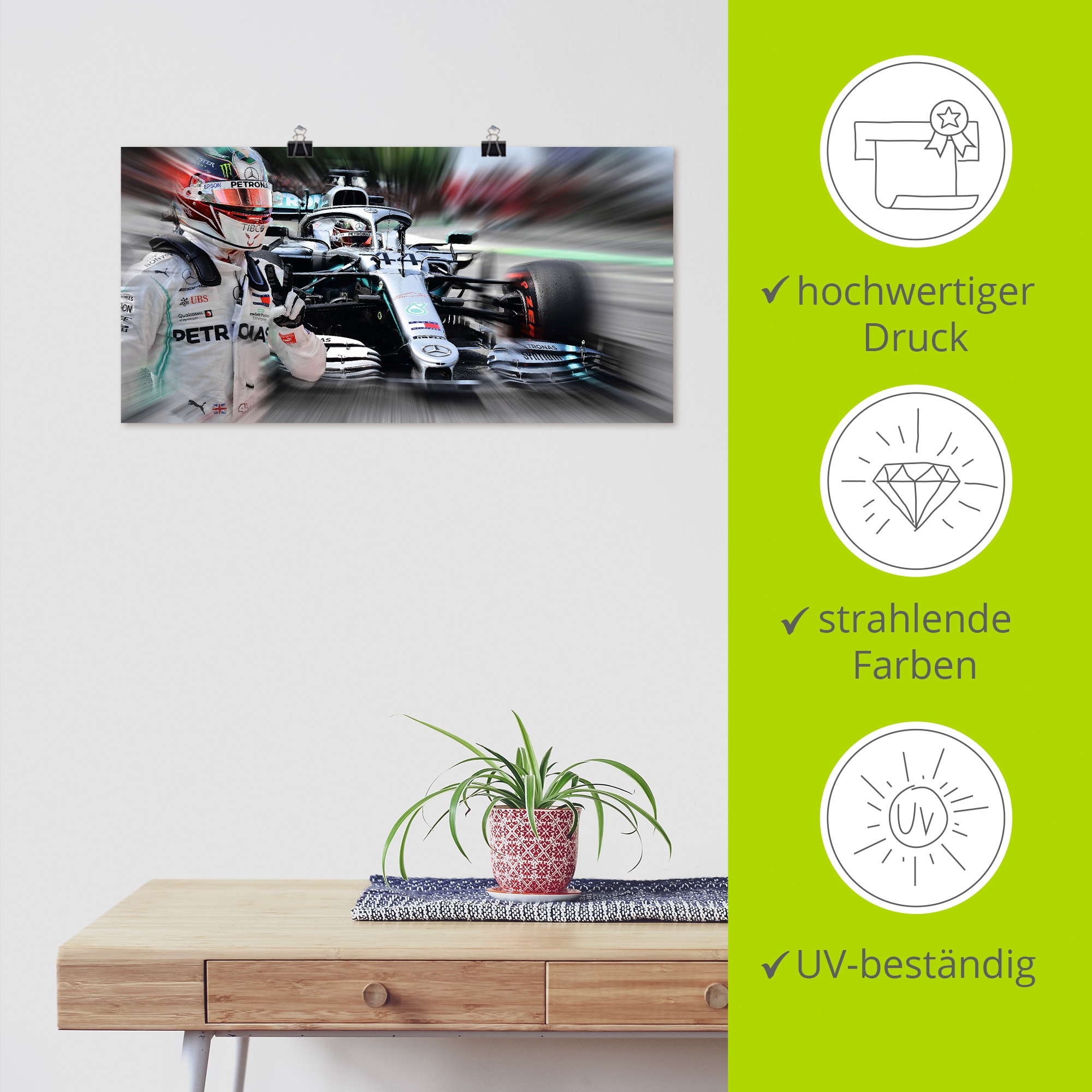 Artland Wandbild »Weltmeister Sir Lewis Hamilton« Funsport 1 Stk. tlg. als Alubild, Leinwandbild, Poster, Wandaufkleber in verschied. Grössen