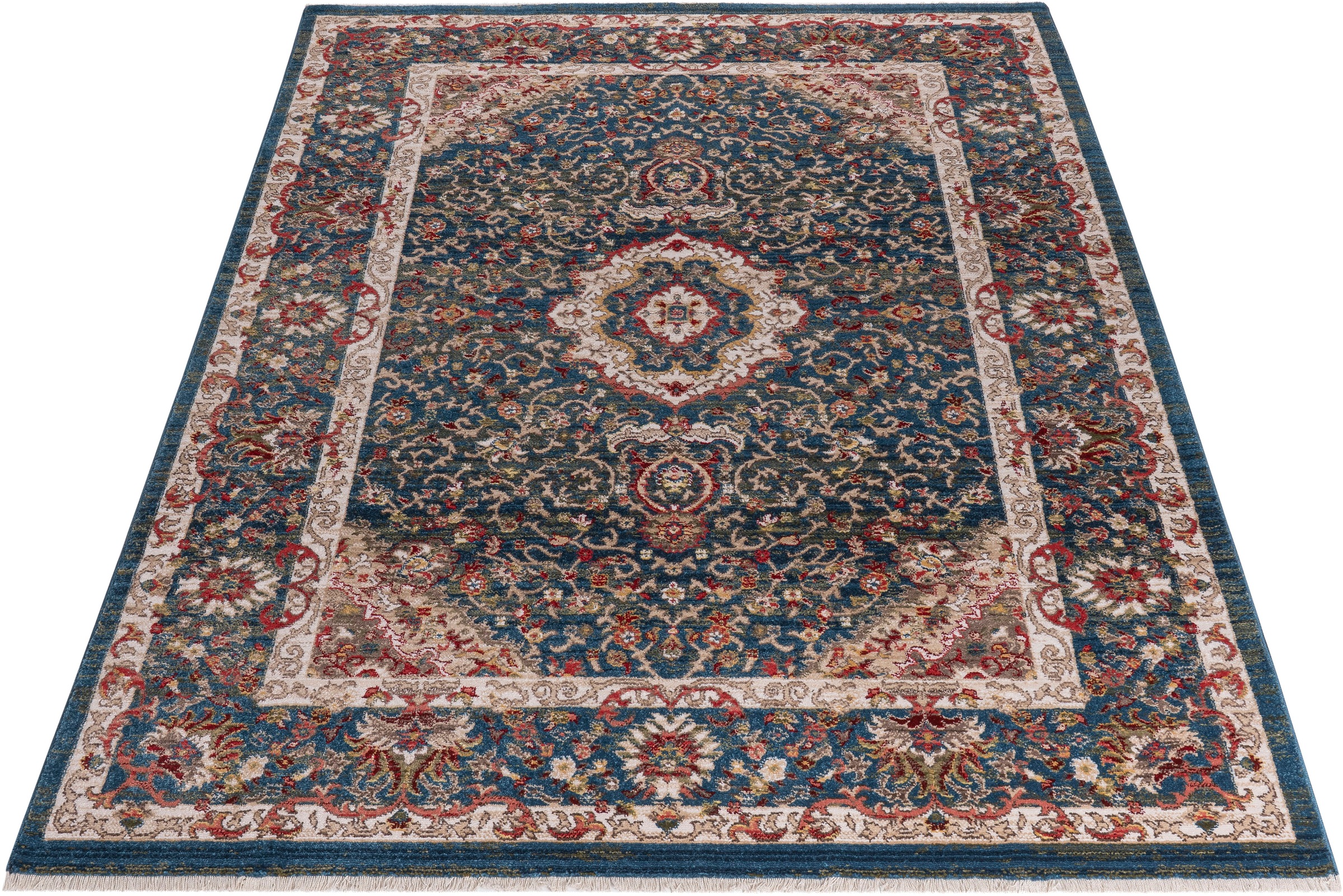 GOODproduct Teppich »Molvio, mit & ohne Fransen« rechteckig 18 mm Höhe Orient-Optik, Vintage Design, weich, Wohnzimmer, Schlafzimmer