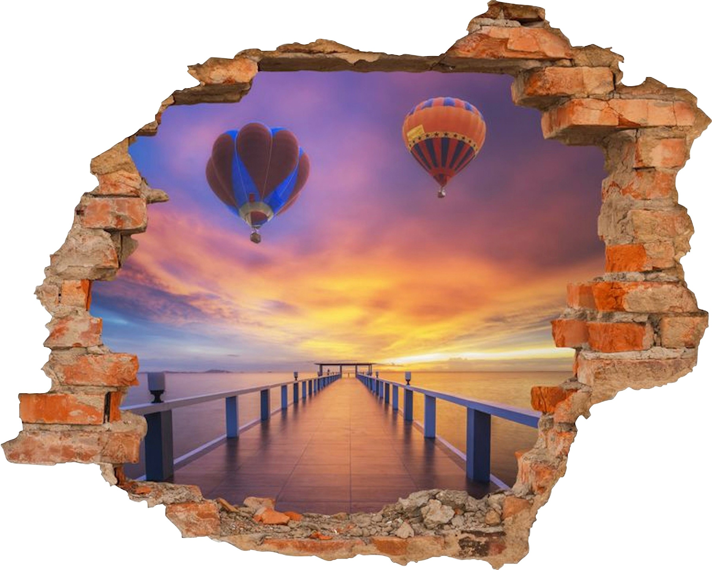 Image of Conni Oberkircher´s Wandsticker »Balloons - Heissluftballon am Abendhimmel«, selbstklebend, Brücke, Entspannung, Sonnenuntergang bei Ackermann Versand Schweiz