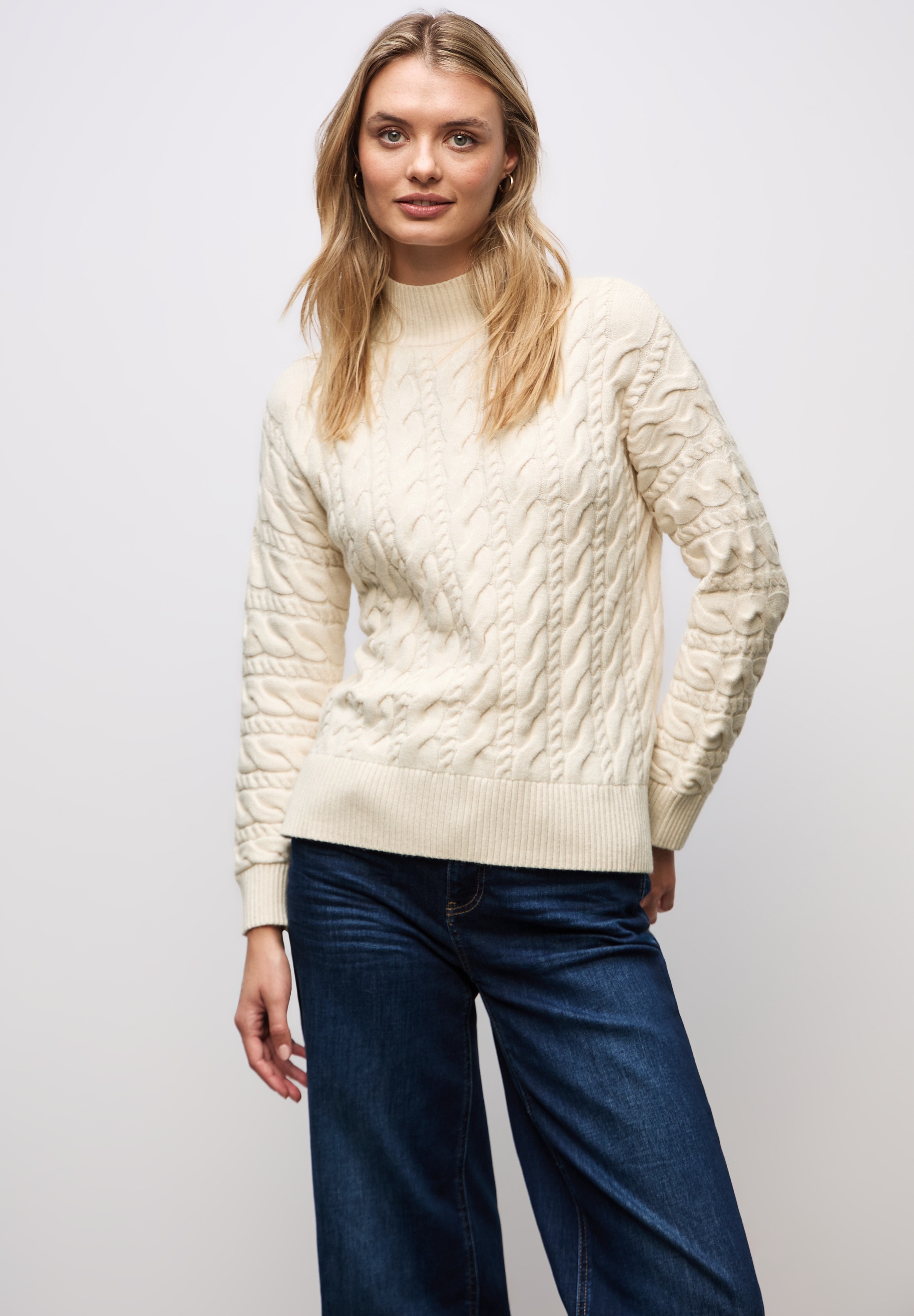 STREET ONE Rollkragenpullover mit Zopfmuster