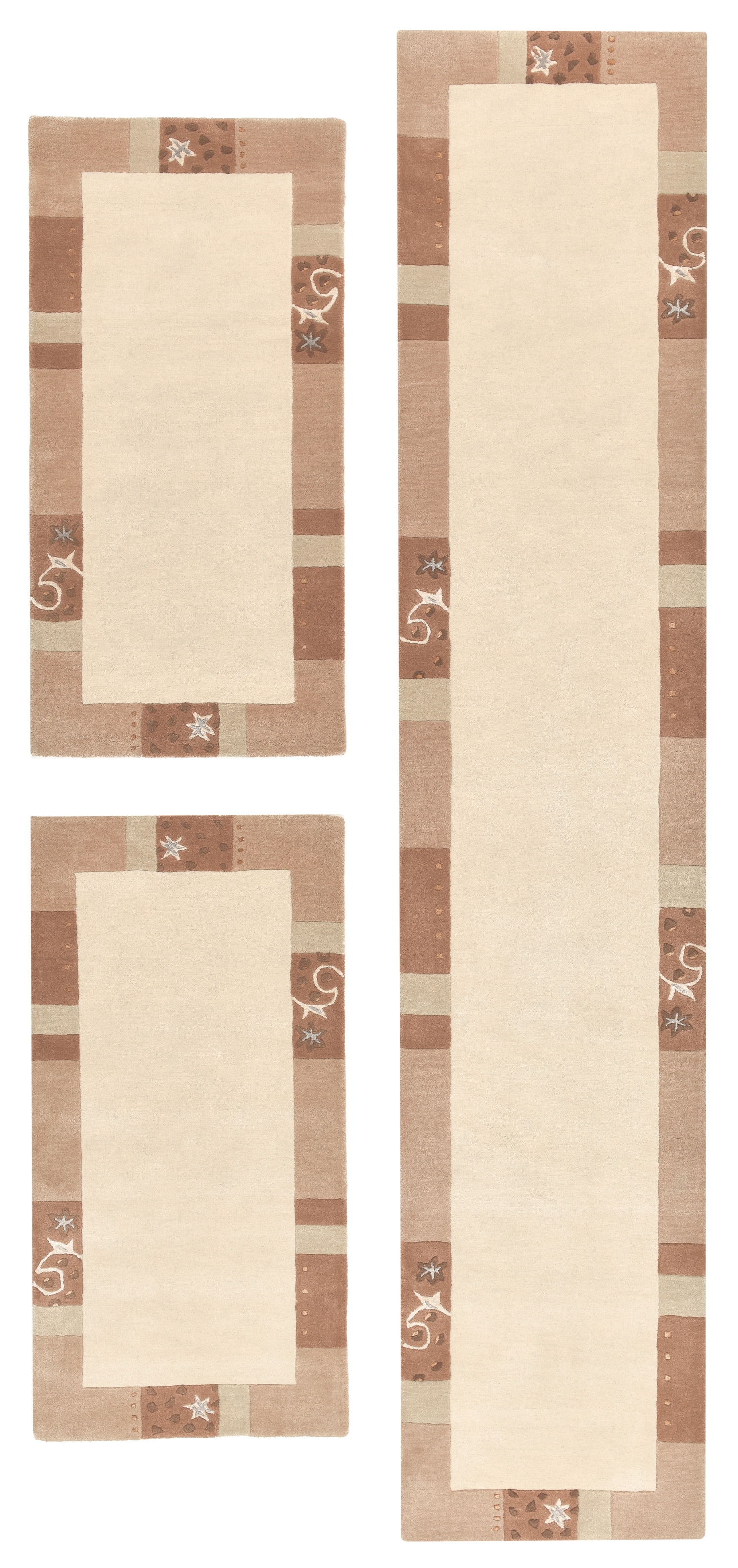 THEKO Bordure de lit »Royal Ganges« Höhe 13 mm 3 cuis tlg. Tapis de lit, ensemble de 3 coureurs pour chambre, 95% laine