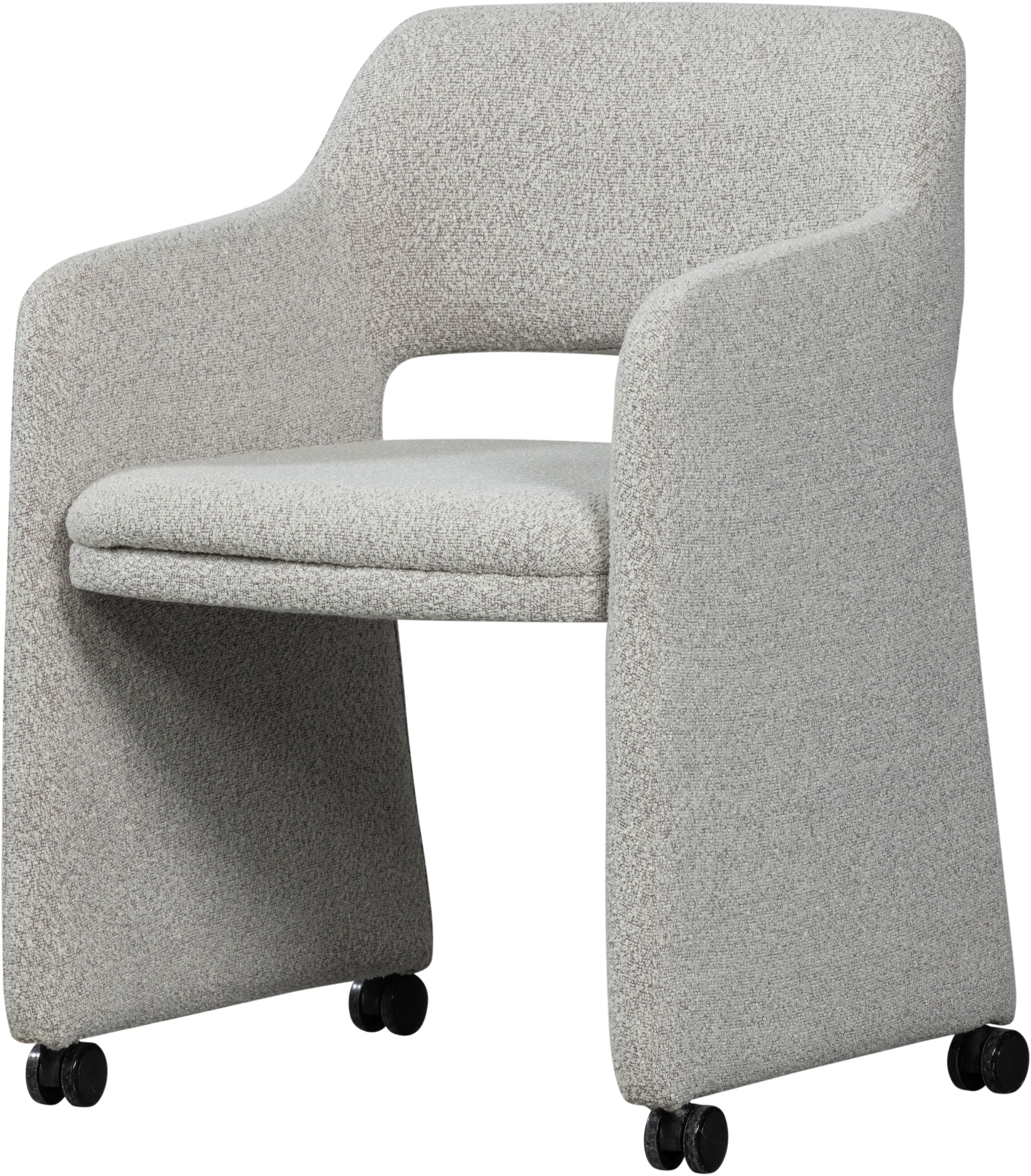 Image of WOOOD Esszimmerstuhl "Lyric mit Ceyo-Bouclé-Bezug und Rollen B 59 x T 58 x H 79 cm" () Tragkraft 120 kg, Hohe Verschleissfestigkeit, montiert geliefert