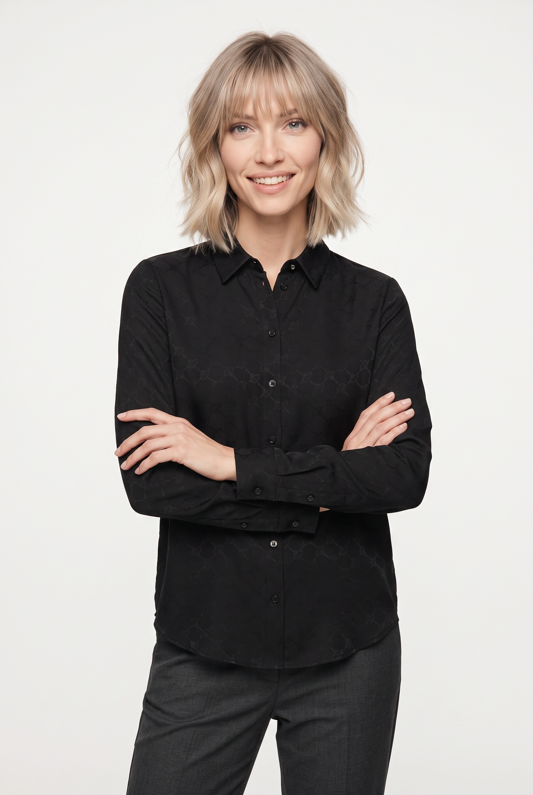 Image of JOOP Klassische Bluse "Bliss" Regular fit mit Markenlogoprint