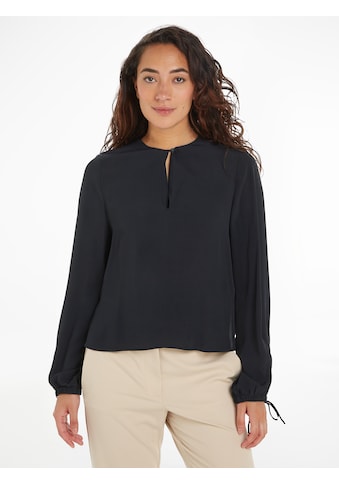 Crepebluse »VISCOSE CREPE SOLID VN BLOUSE«, mit Metalllabel