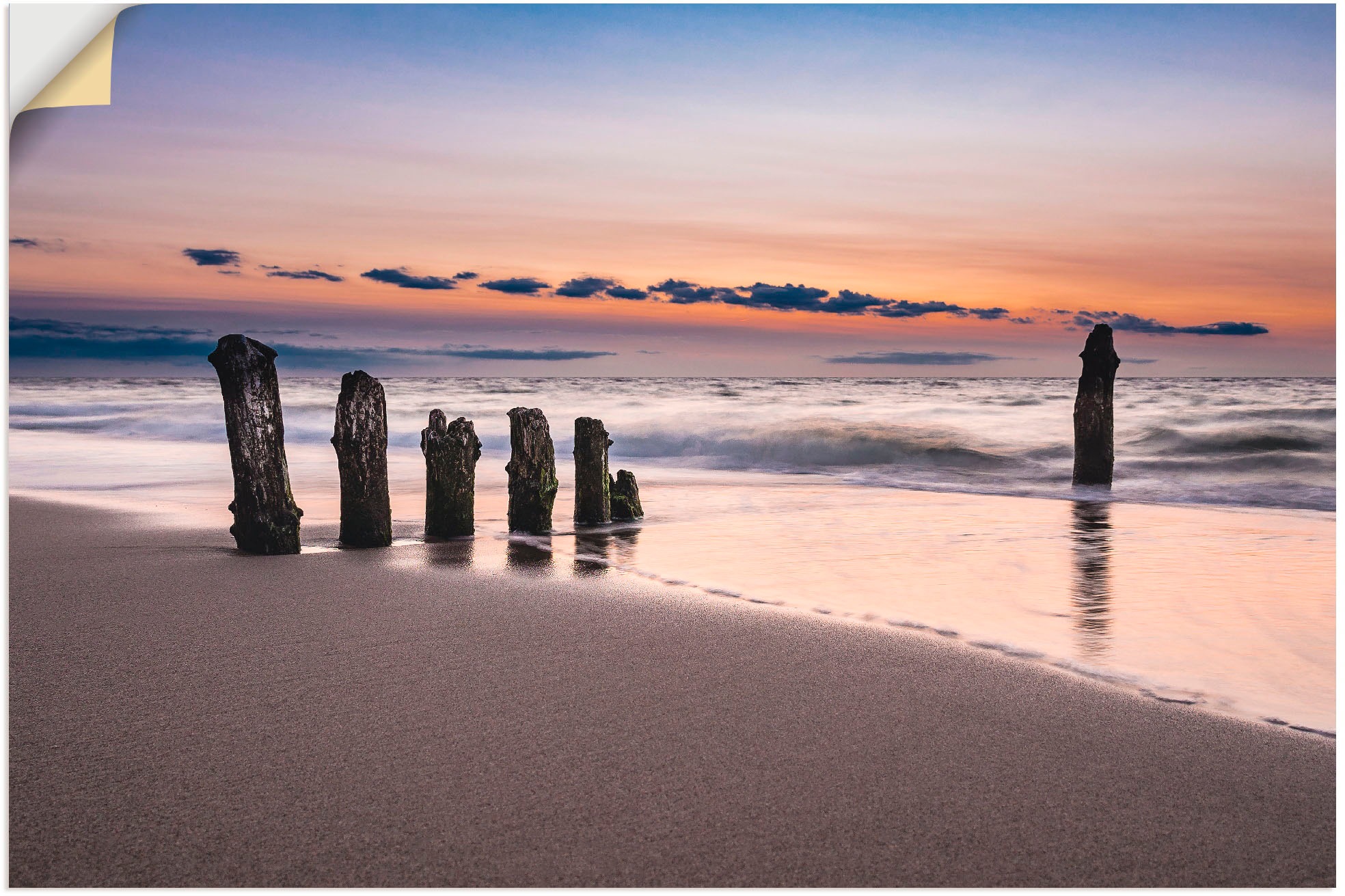 Image of Artland Wandbild »Buhne an der Küste der Ostsee«, Strand, (1 St.), in vielen Grössen & Produktarten - Alubild / Outdoorbild für den Aussenbereich, Leinwandbild, Poster, Wandaufkleber / Wandtattoo auch für Badezimmer geeignet bei Ackermann Versand Schweiz