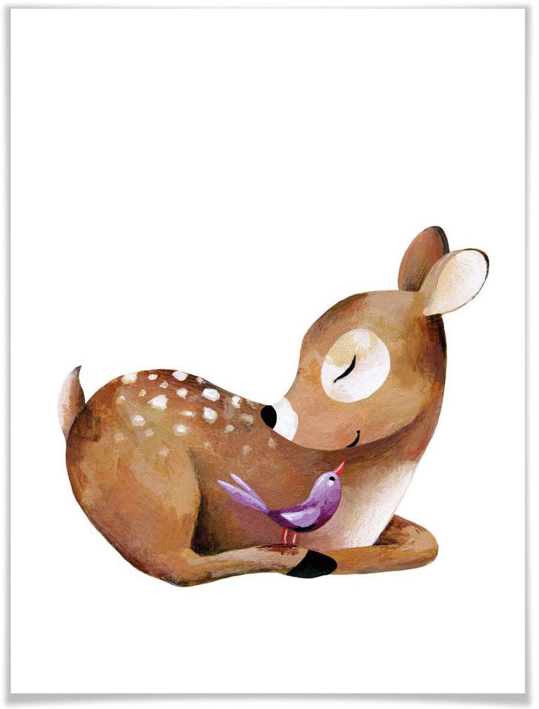 Image of Wall-Art Poster »Märchen Wandbilder Kleines Reh«, Tiere, (1 St.), Poster, Wandbild, Bild, Wandposter bei Ackermann Versand Schweiz