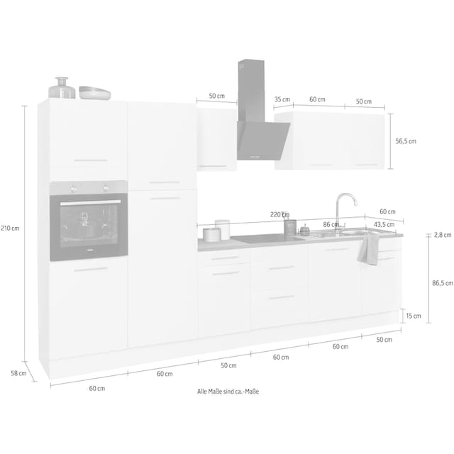 wiho Küchen Küchenzeile »Ela«, Breite 340 cm, Soft-Close-Funktion,  höhenverstellbare Füsse günstig kaufen